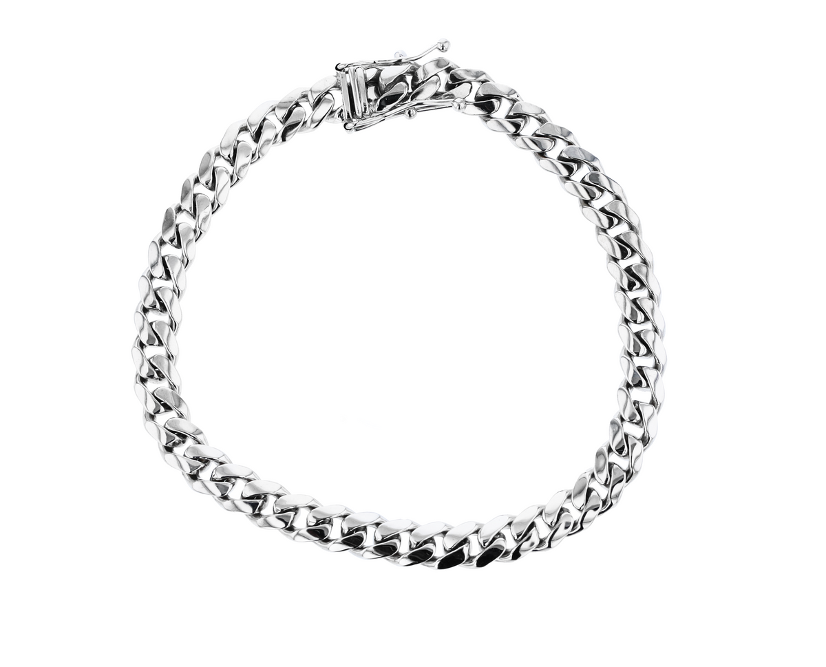 MEN'S 14KT WHITE GOLD 7MM CUBAN LINK BRACELET