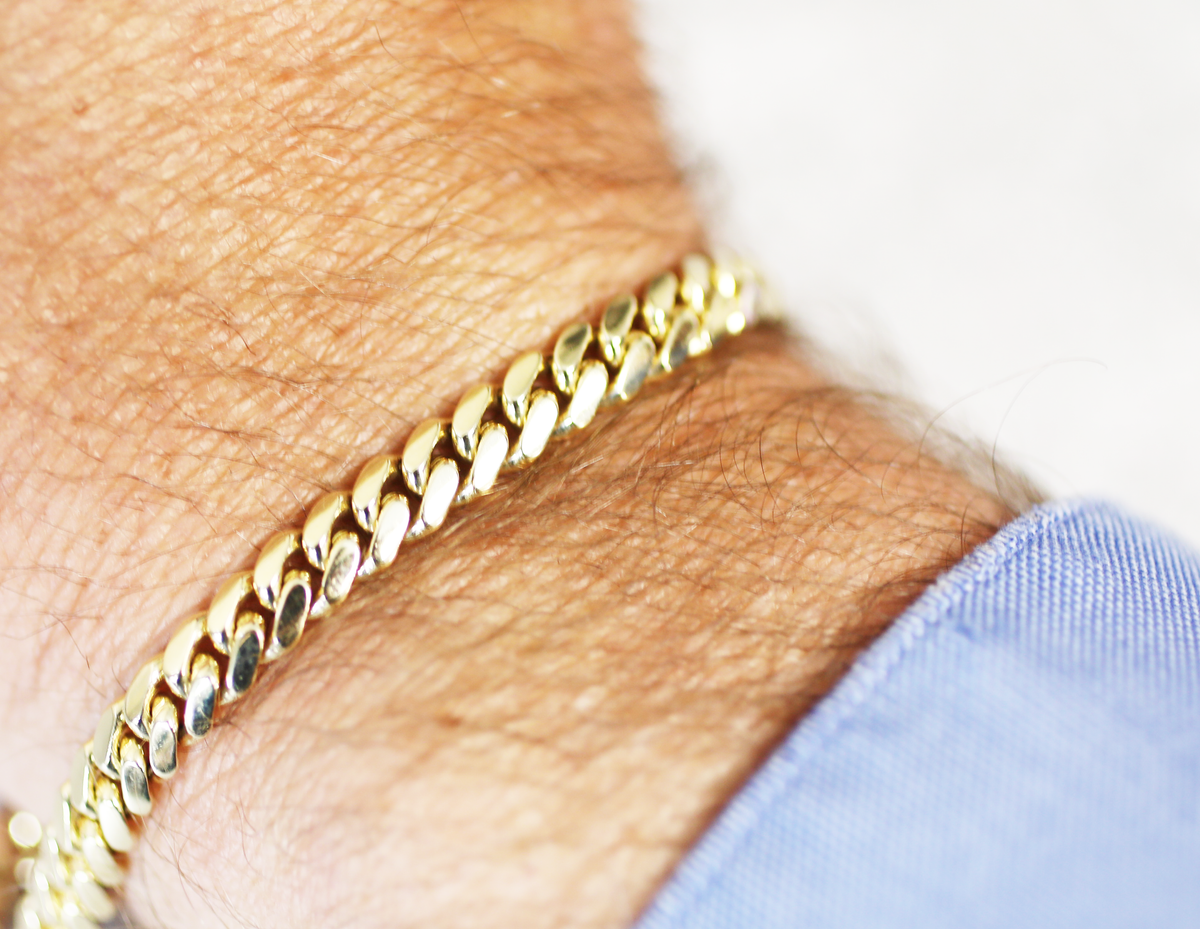 MEN'S  14KT YELLOW GOLD 6MM CUBAN LINK BRACELET