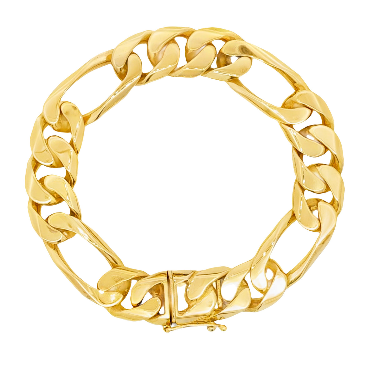 Men's 14kt Yellow Gold 13mm Figaro Link Bracelet 8.25 inch