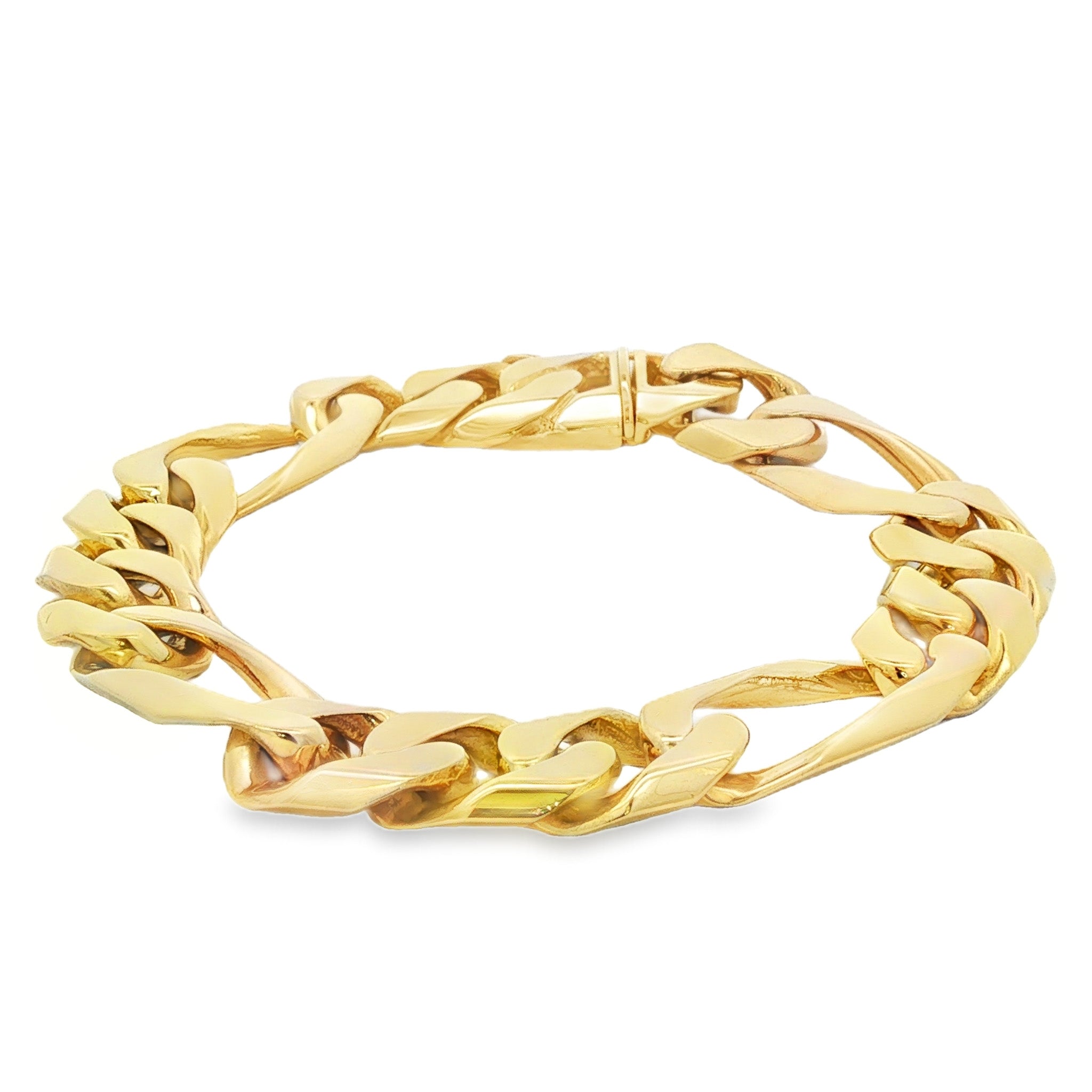Men's 14kt Yellow Gold 13mm Figaro Link Bracelet 8.25 inch