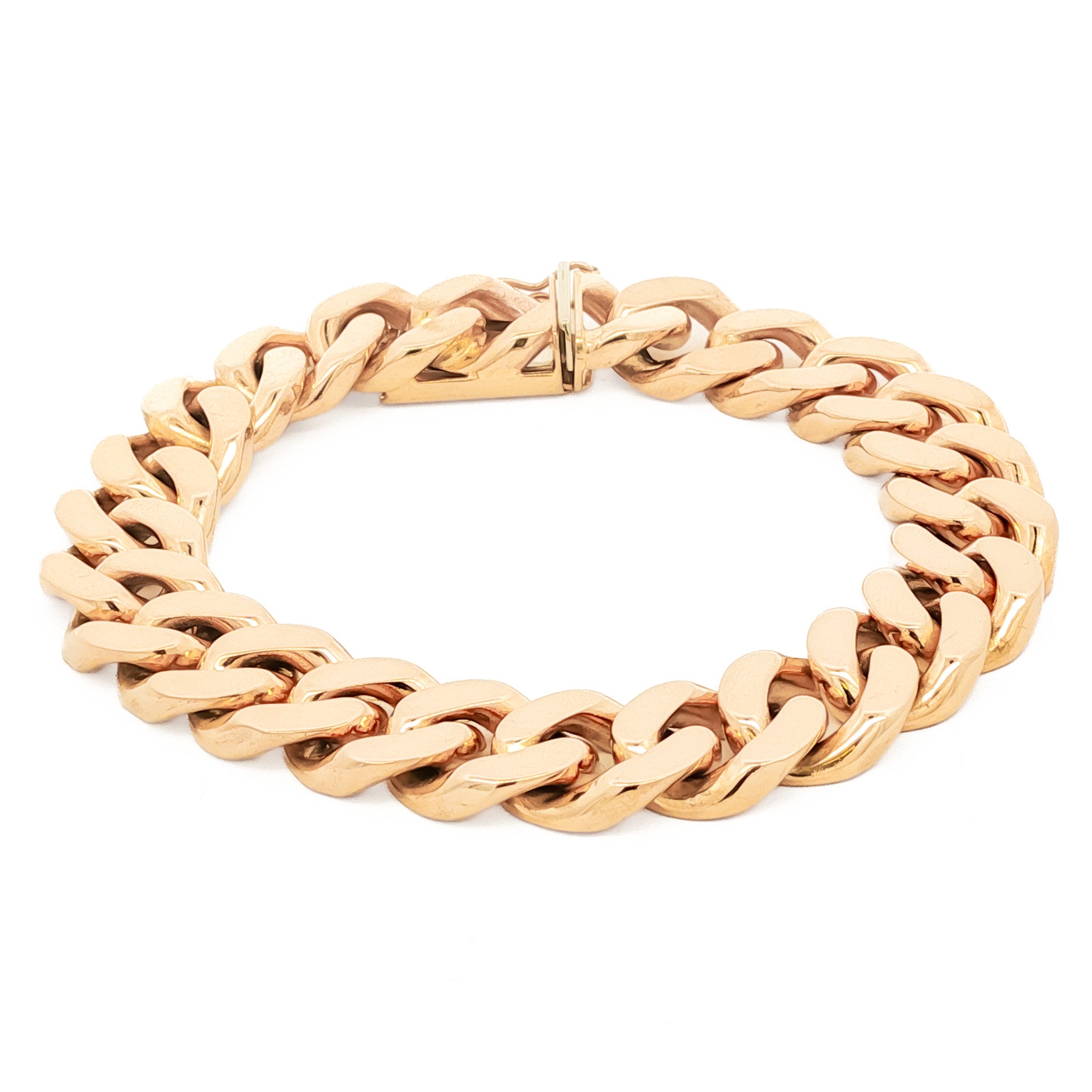 Men's 14kt Yellow Gold 13mm Curb Link Bracelet 8.5 inch