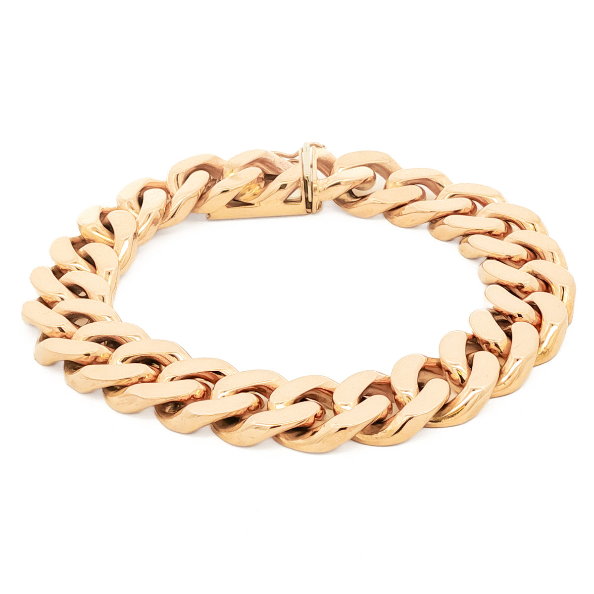 Men's 14kt Yellow Gold 13mm Curb Link Bracelet 8.5 inch