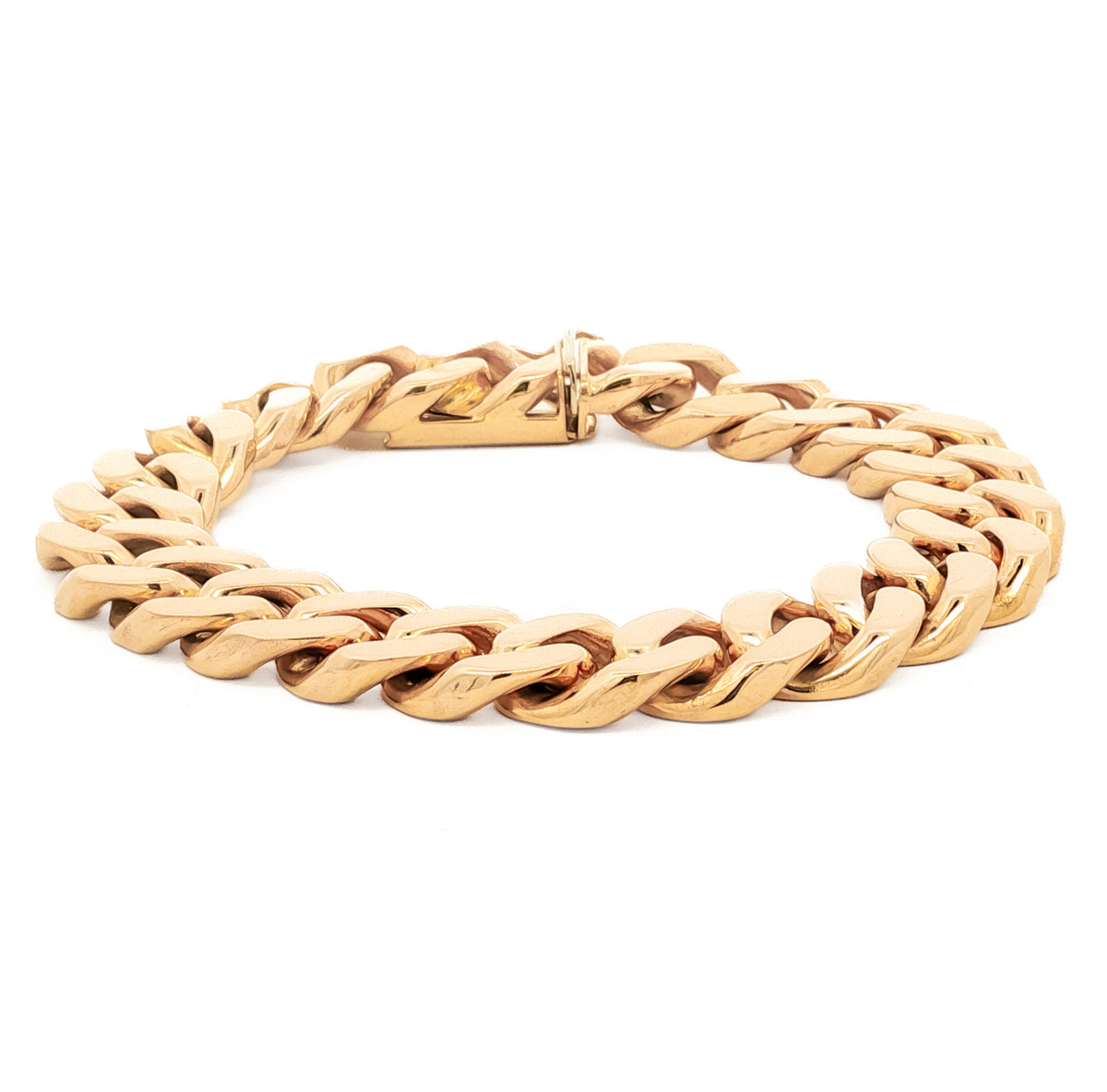 Men's 14kt Yellow Gold 13mm Curb Link Bracelet 8.5 inch