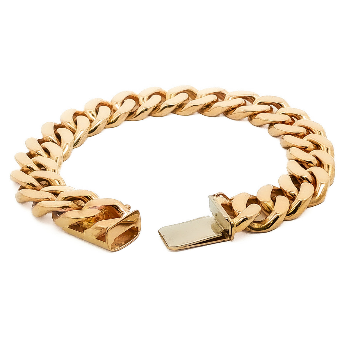 Men's 14kt Yellow Gold 13mm Curb Link Bracelet 8.5 inch