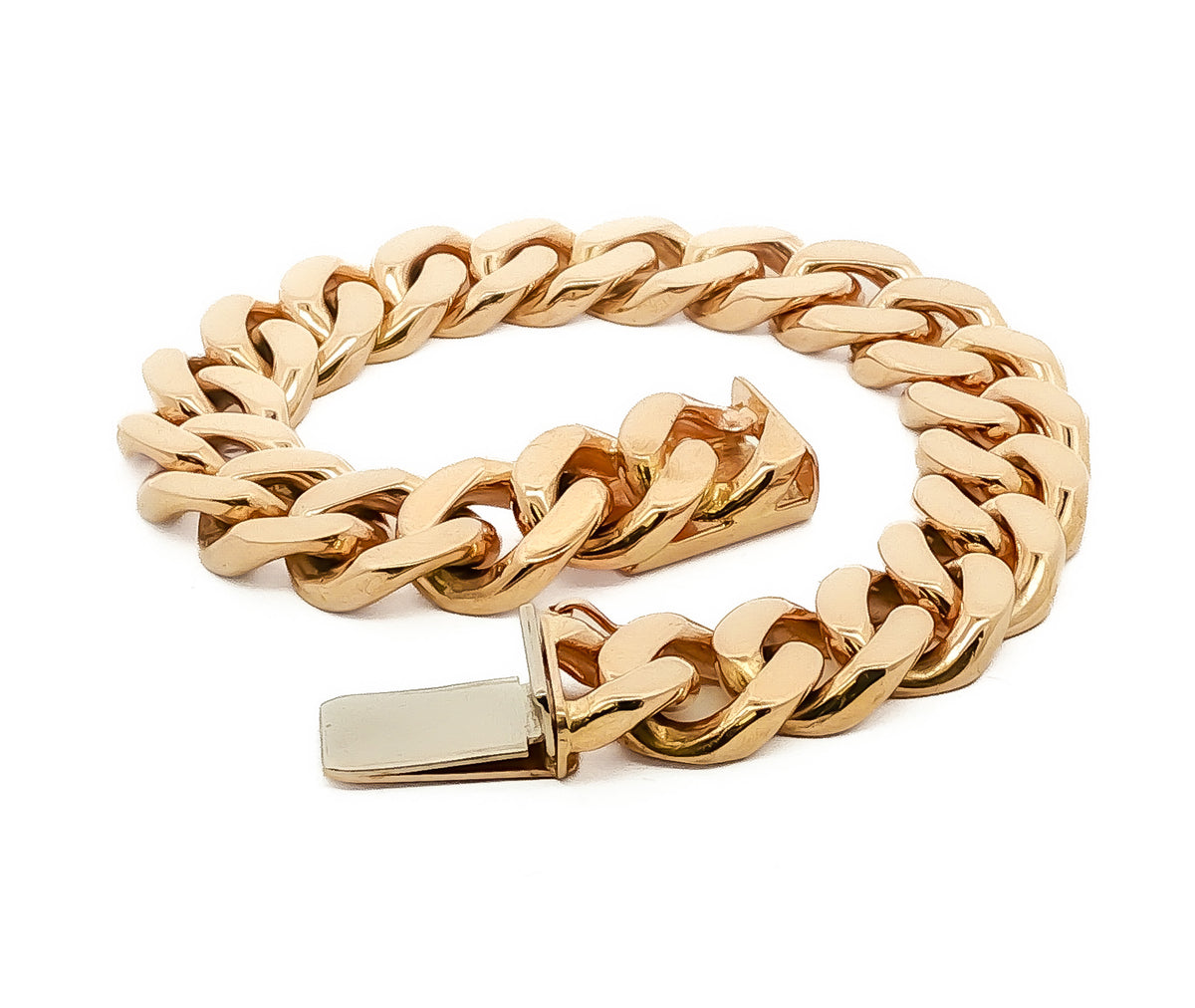 Men's 14kt Yellow Gold 13mm Curb Link Bracelet 8.5 inch