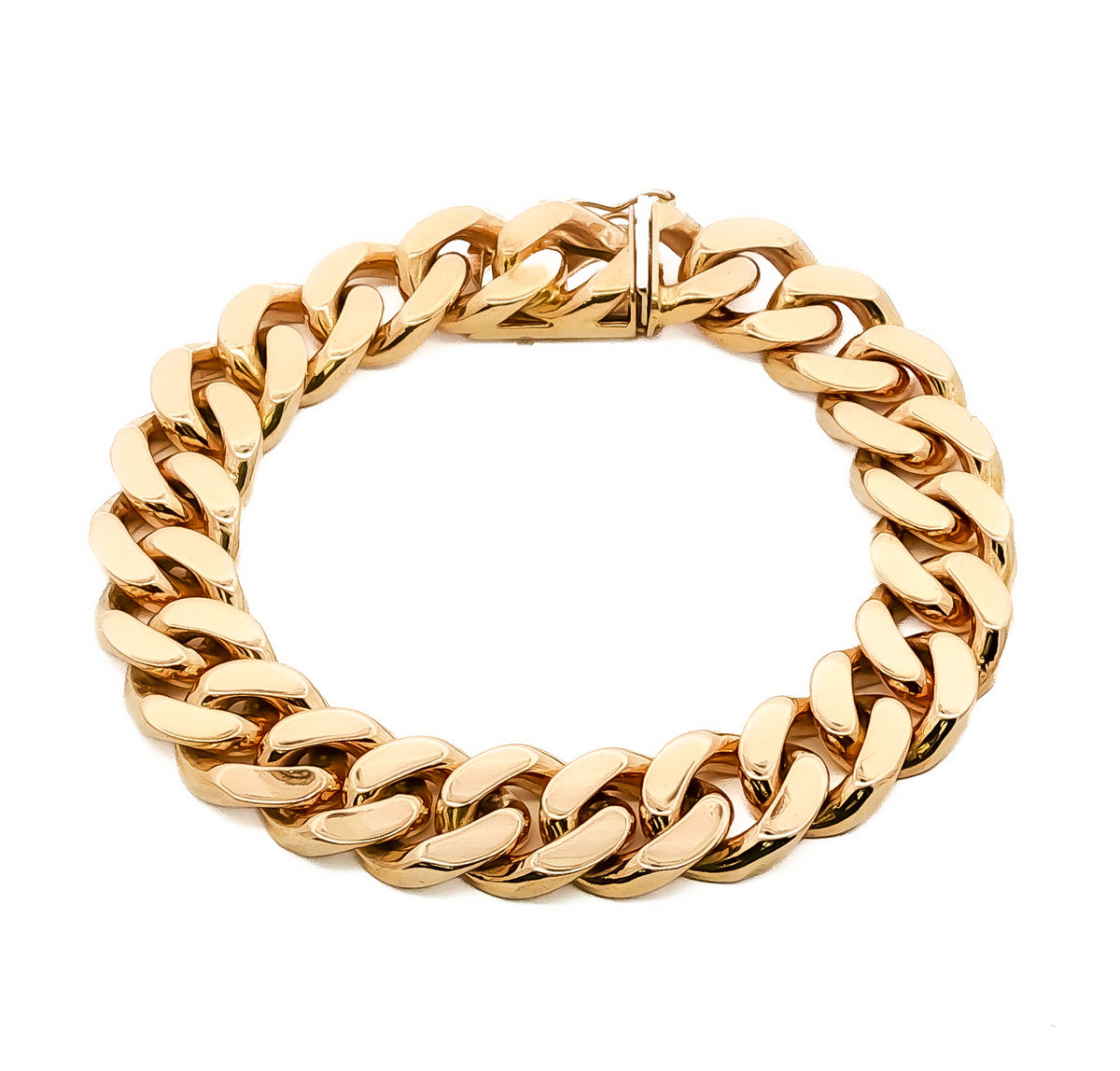 Men's 14kt Yellow Gold 13mm Curb Link Bracelet 8.5 inch