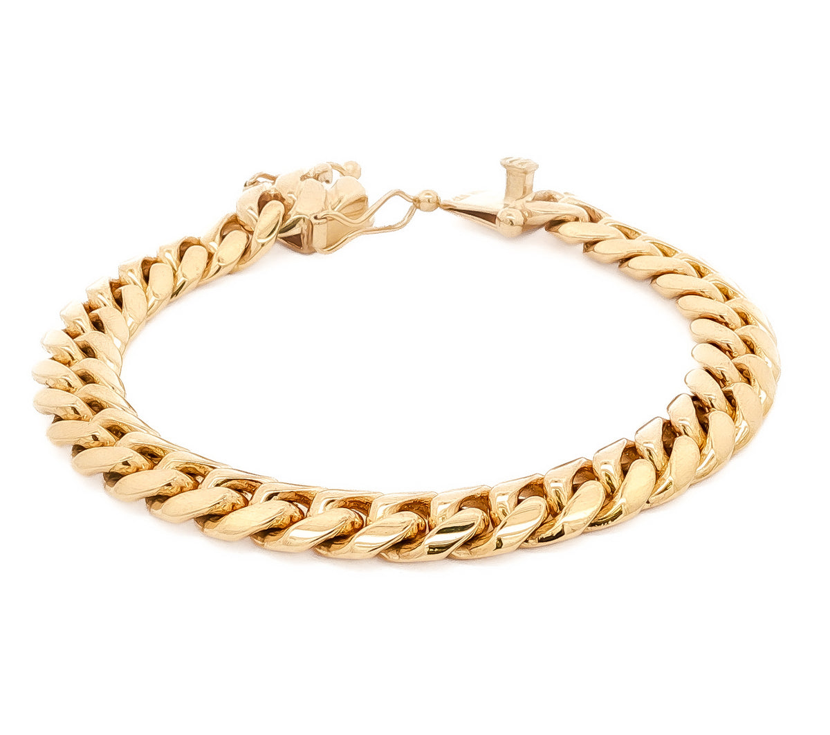 Men's 14kt Yellow Gold 9.2mm Cuban Link Bracelet 8 inch