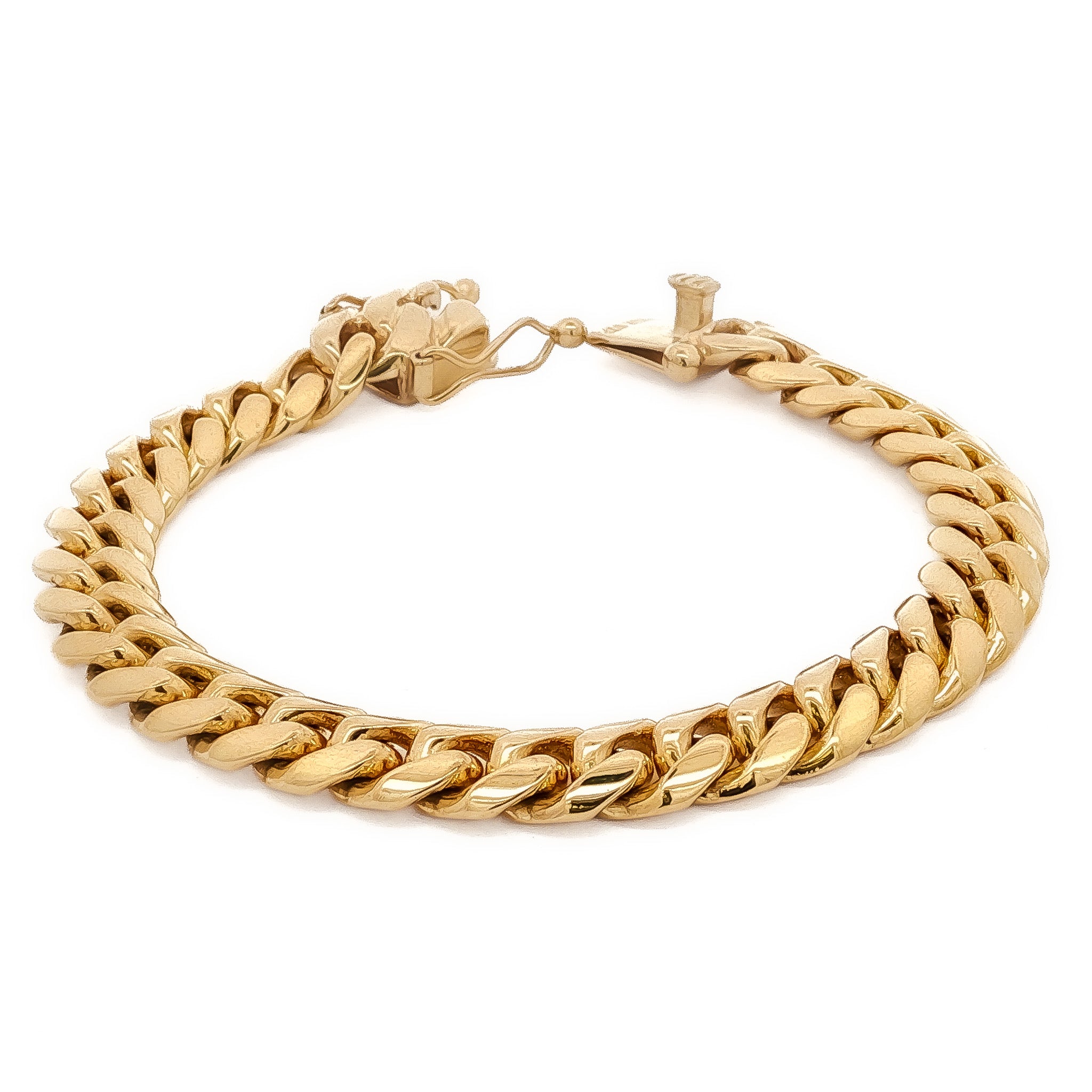 Men's 14kt Yellow Gold 9.2mm Cuban Link Bracelet 8 inch