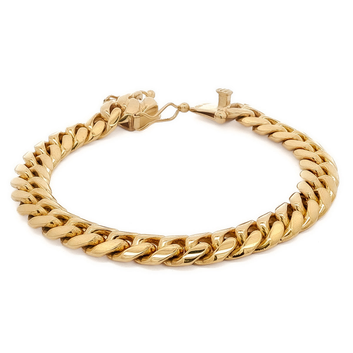 Men's 14kt Yellow Gold 9.2mm Cuban Link Bracelet 8 inch