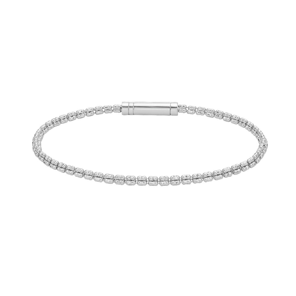 14kt White Gold 2.7mm Diamond Cut Ice Link Chain Bracelet 7 inch