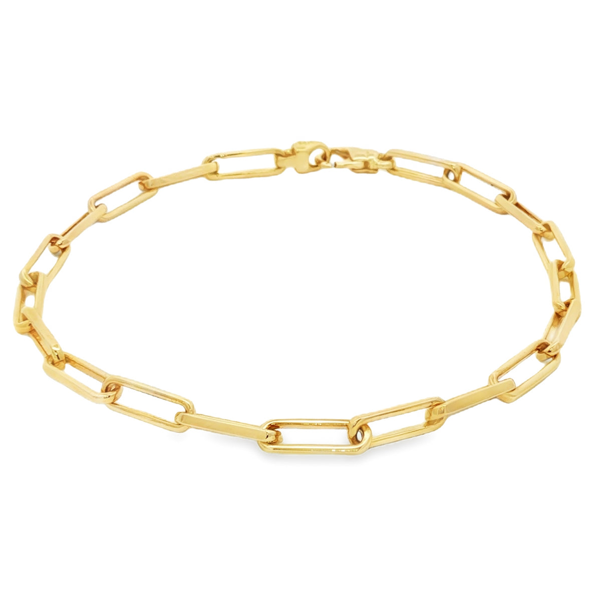 14kt Yellow Gold 3.3mm Paperclip link Bracelet 7,7.5,8