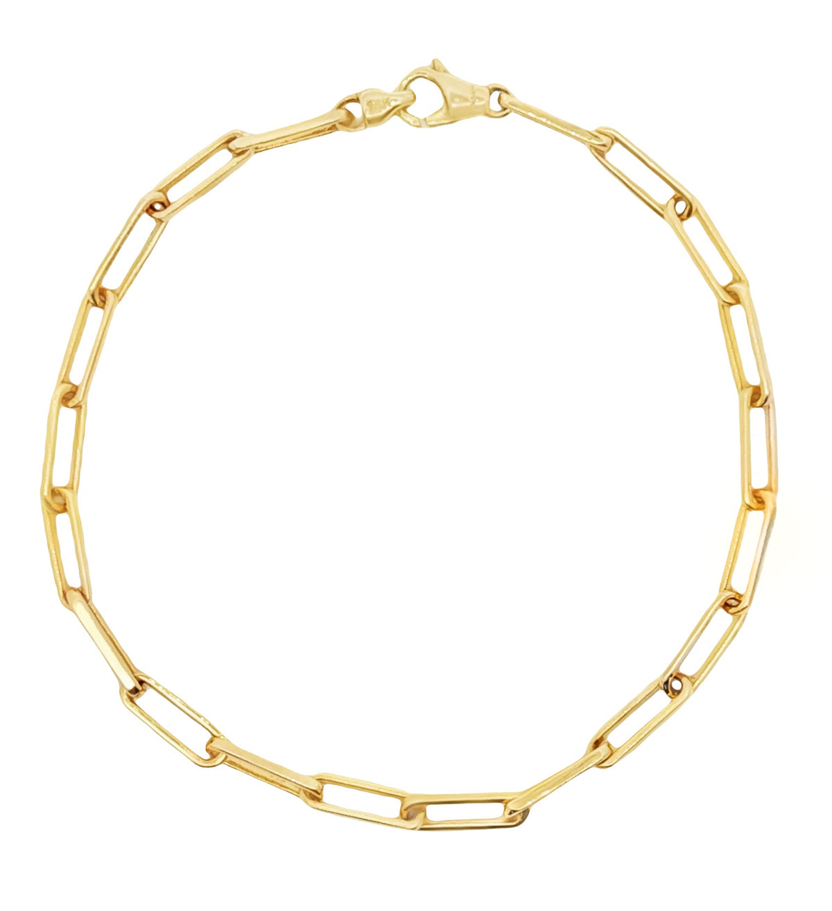 14kt Yellow Gold 3.3mm Paperclip link Bracelet 7,7.5,8