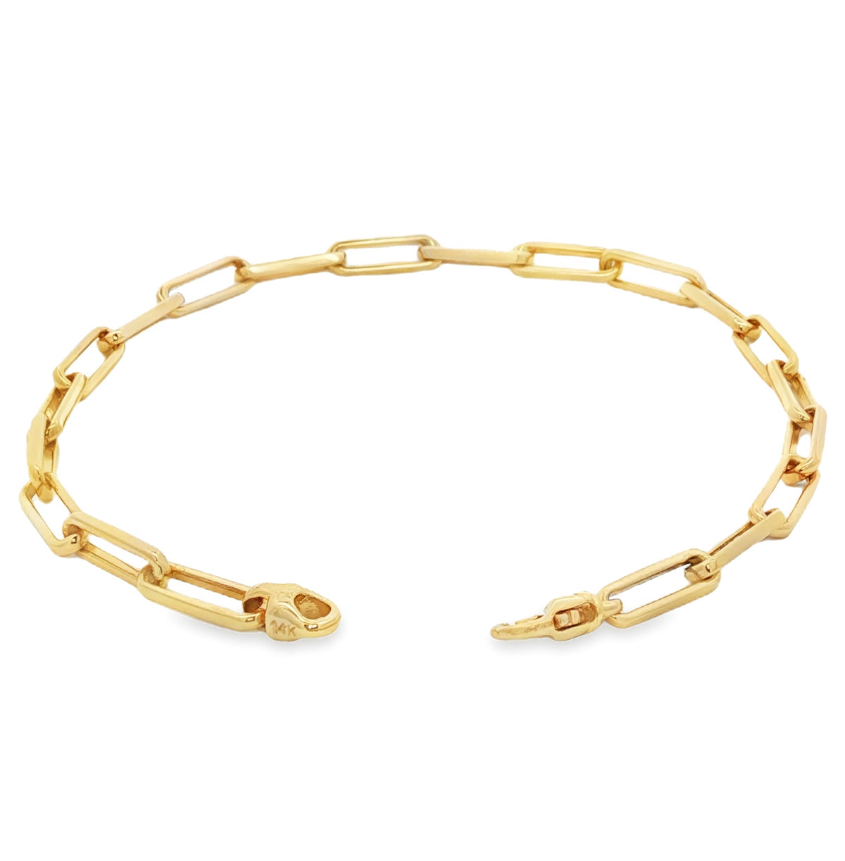 14kt Yellow Gold 3.3mm Paperclip link Bracelet 7,7.5,8