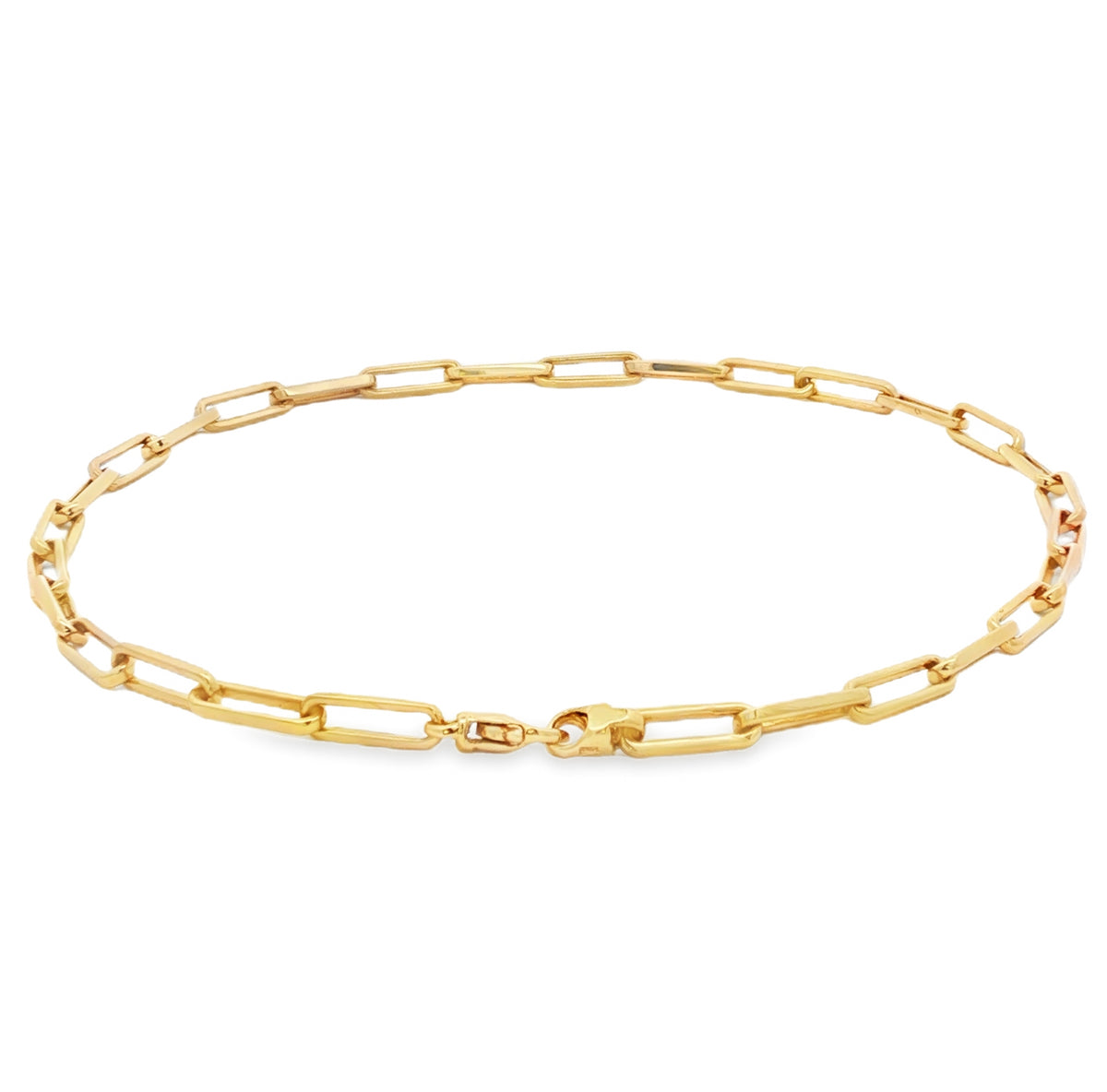 14kt Gold 3.3mm Paperclip Link Anklet - 10 Inch White,Yellow
