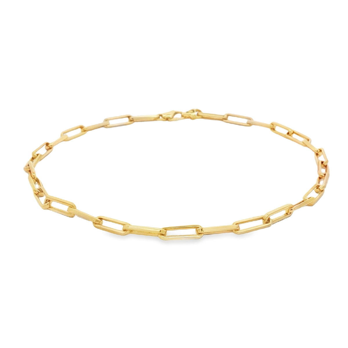 14kt Gold 3.3mm Paperclip Link Anklet - 10 Inch White,Yellow