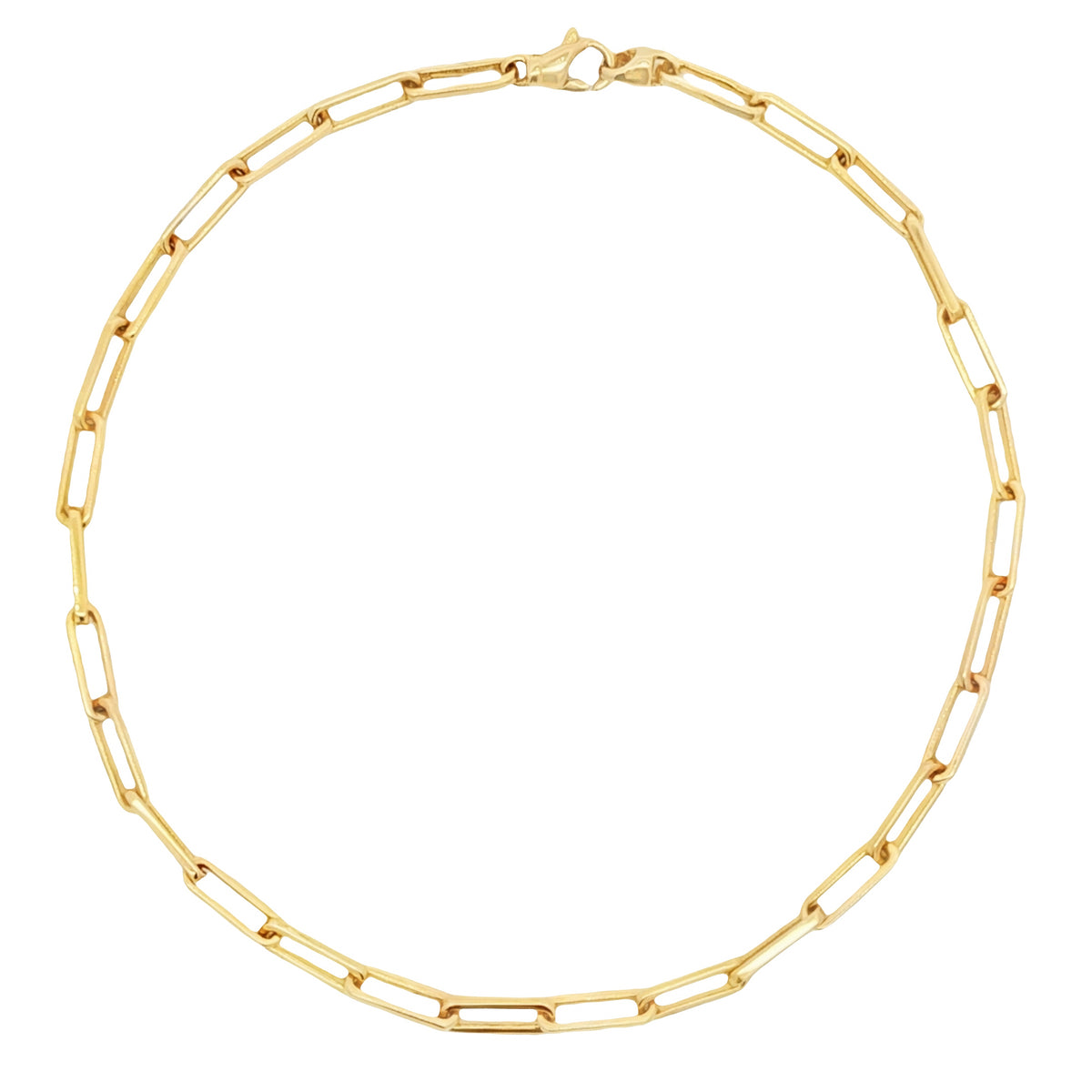 14kt Gold 3.3mm Paperclip Link Anklet - 10 Inch White,Yellow