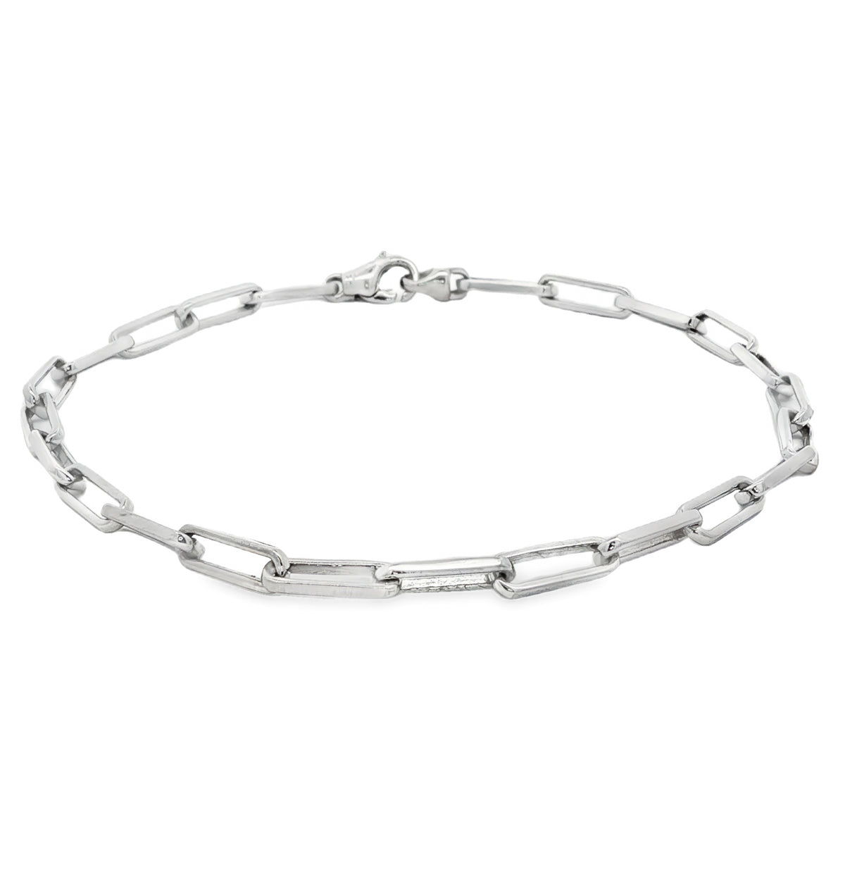 14kt White Gold 3.3mm Paperclip Link Bracelet 7 inch,7.25 inch,7.5 inch,8 inch