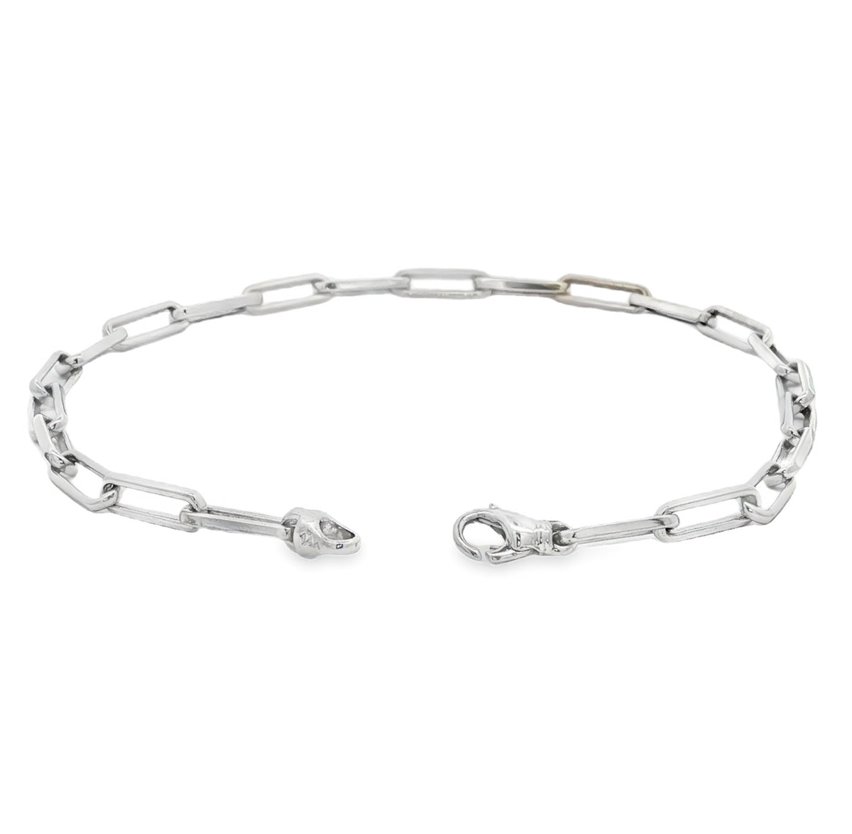 14kt White Gold 3.3mm Paperclip Link Bracelet 7 inch,7.25 inch,7.5 inch,8 inch