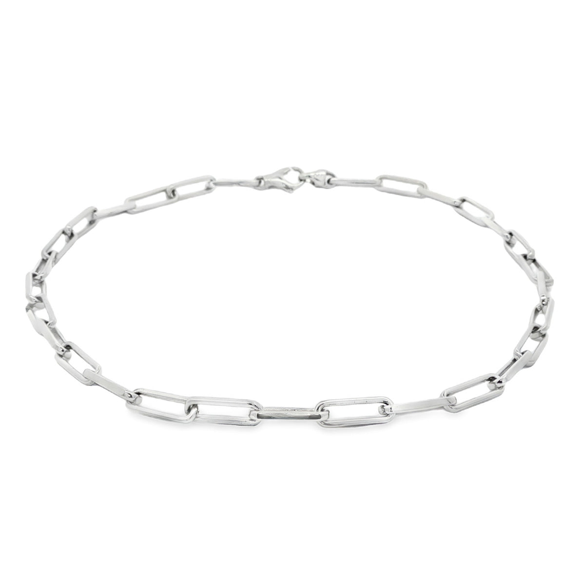 14kt Gold 3.3mm Paperclip Link Anklet - 10 Inch White,Yellow