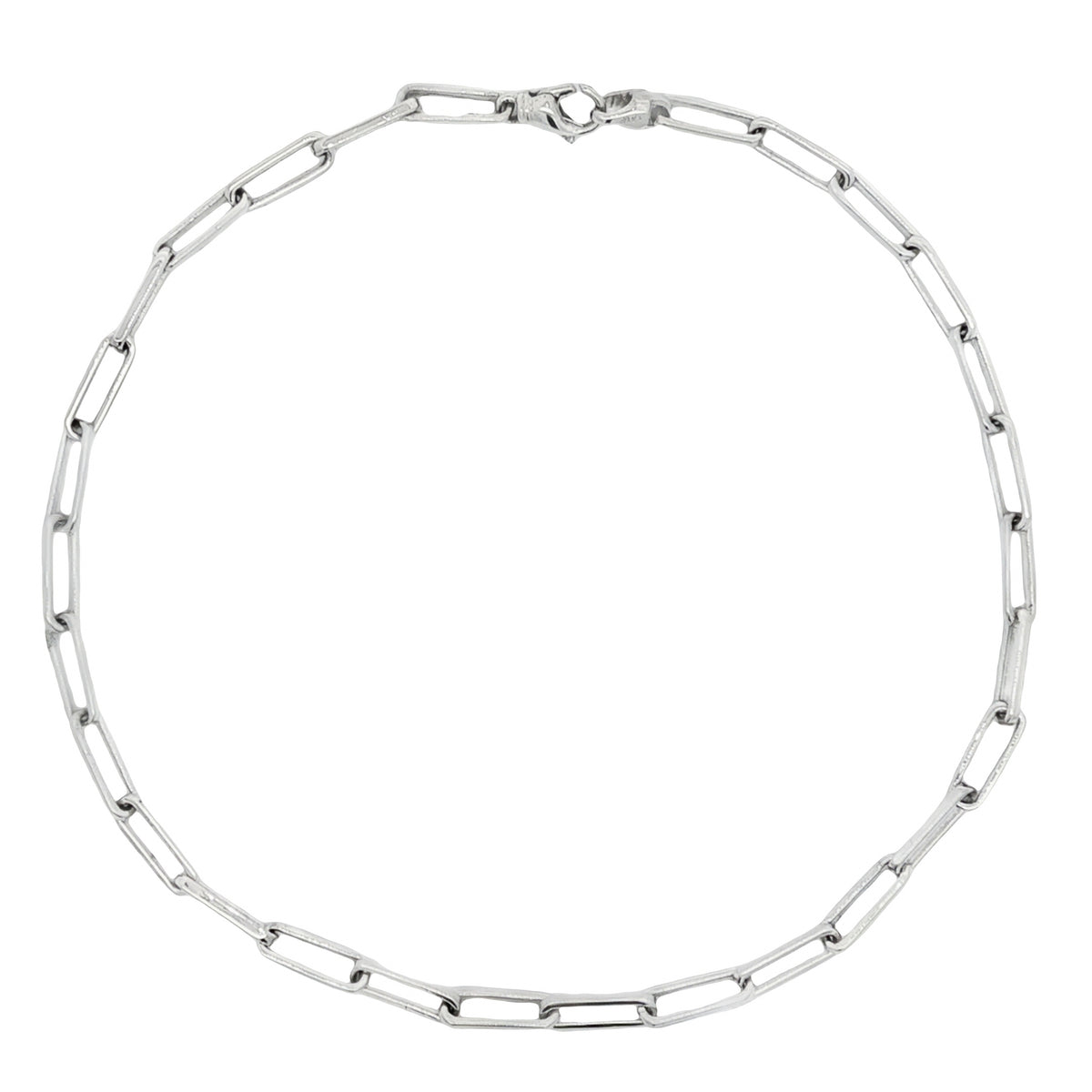 14kt Gold 3.3mm Paperclip Link Anklet - 10 Inch White,Yellow