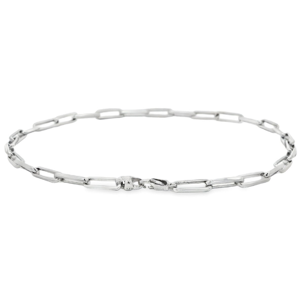 14kt Gold 3.3mm Paperclip Link Anklet - 10 Inch White,Yellow