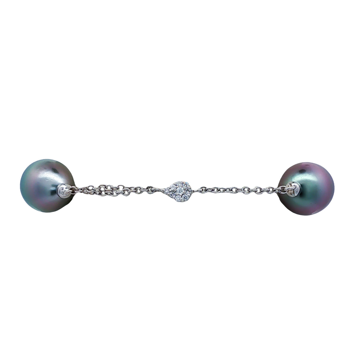 18kt White Gold, Tahitian Pearl and Diamond Bracelet