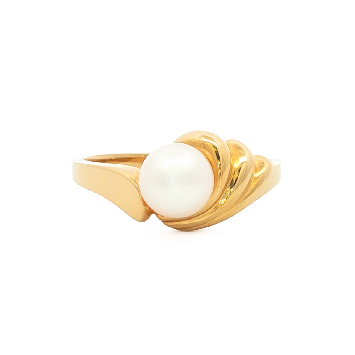 14kt Yellow Gold Akoya Pearl Wave Ring 5,5.5,6,6.5,7,7.5,8,8.5,9