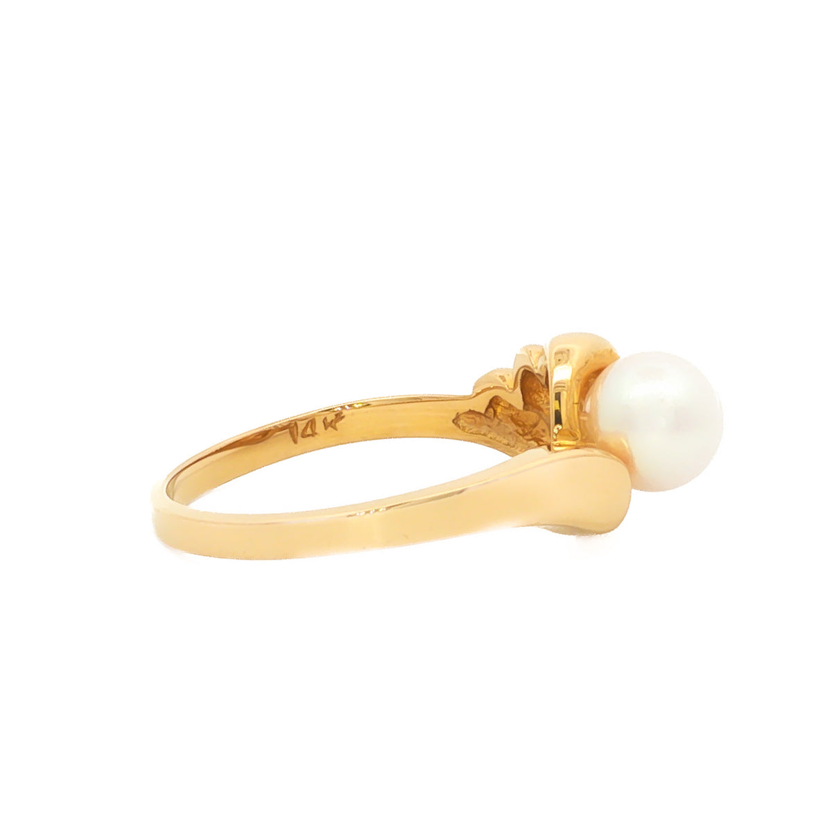 14kt Yellow Gold Akoya Pearl Wave Ring 5,5.5,6,6.5,7,7.5,8,8.5,9