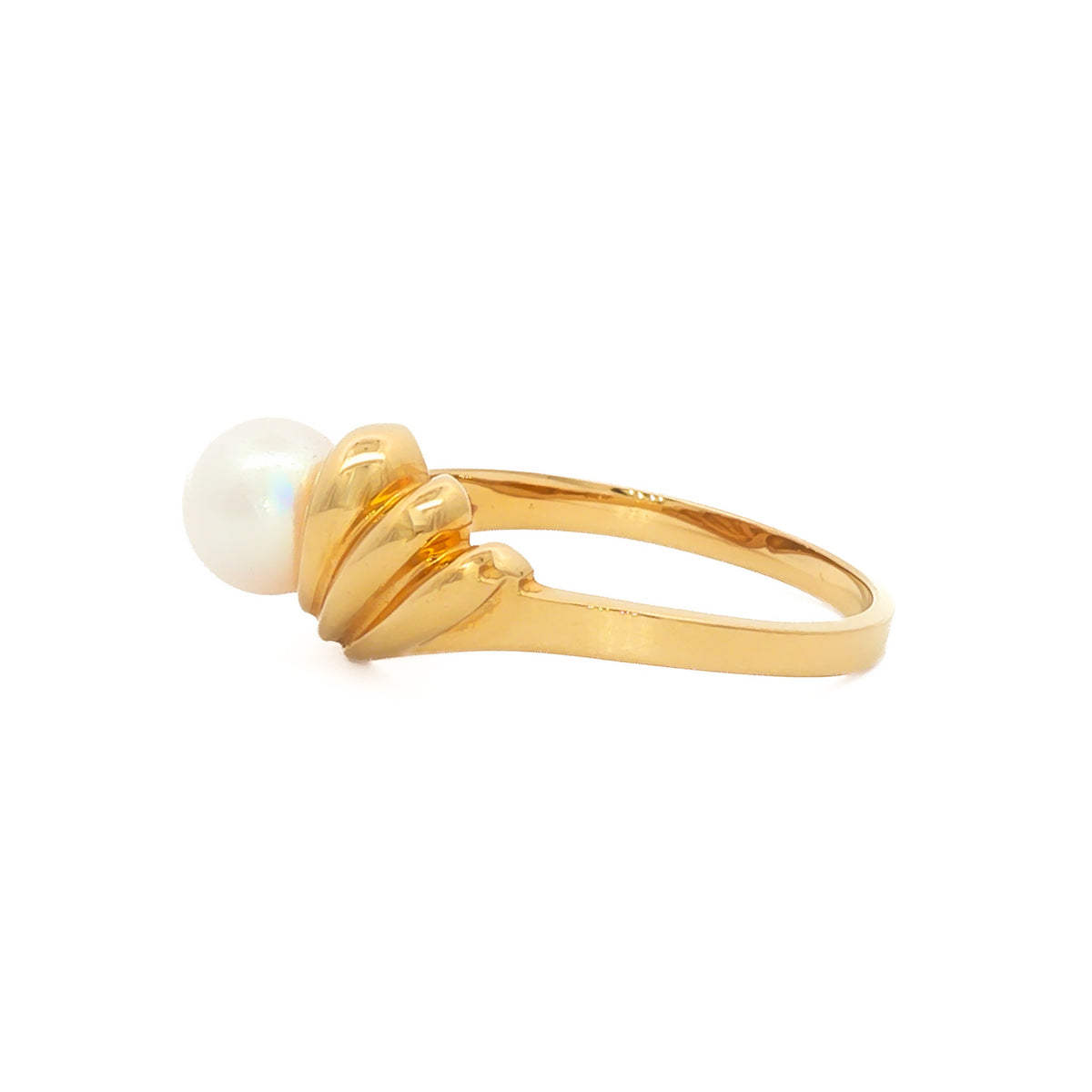 14kt Yellow Gold Akoya Pearl Wave Ring 5,5.5,6,6.5,7,7.5,8,8.5,9