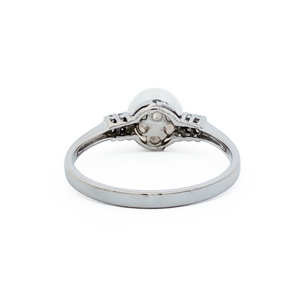 14kt White Gold Cultured Pearl and Diamond Ring 5,5.5,6,6.5,7,7.5,8,8.5,9