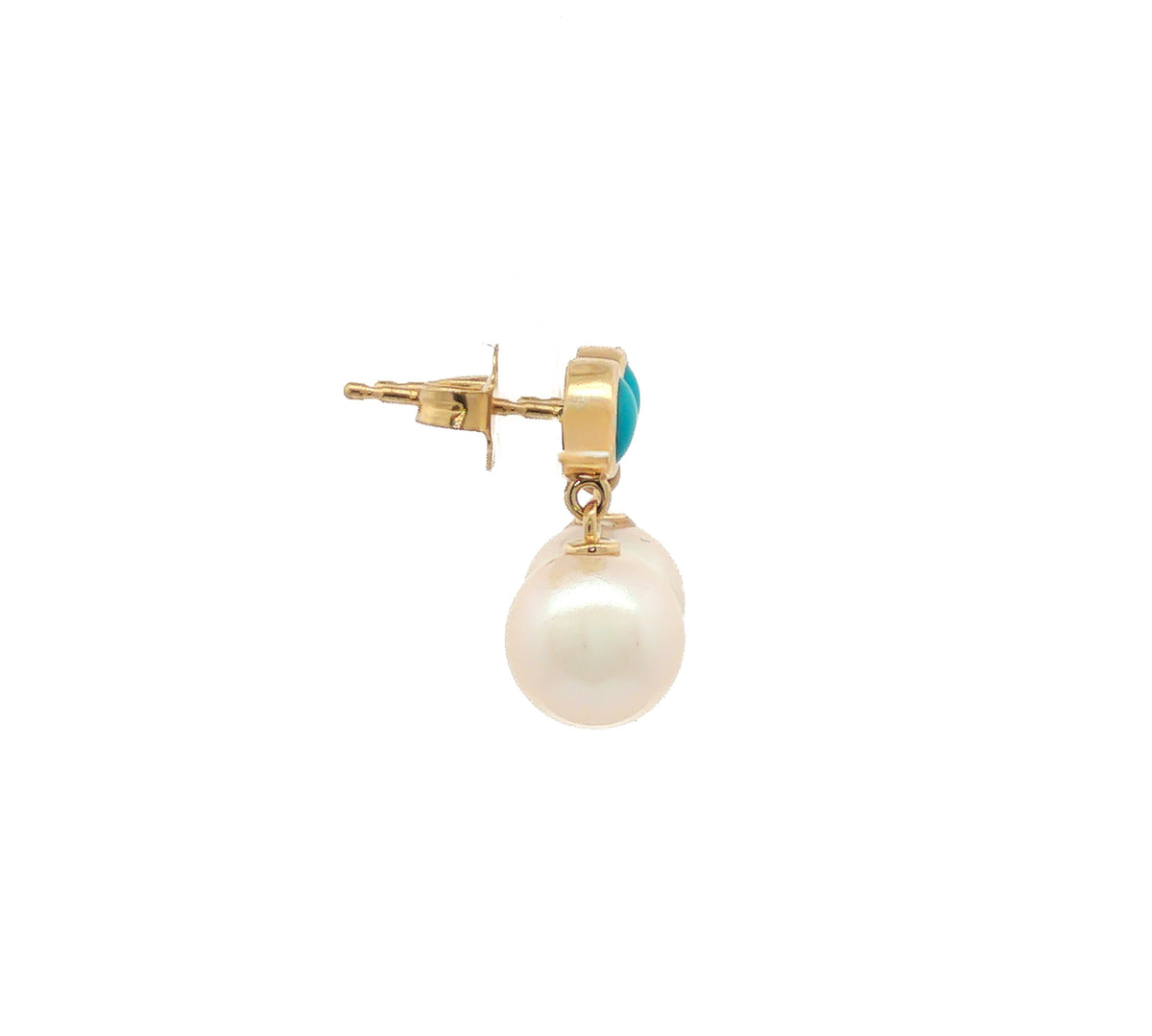 14kt Yellow Gold Pearl & Turquoise Drop Earrings