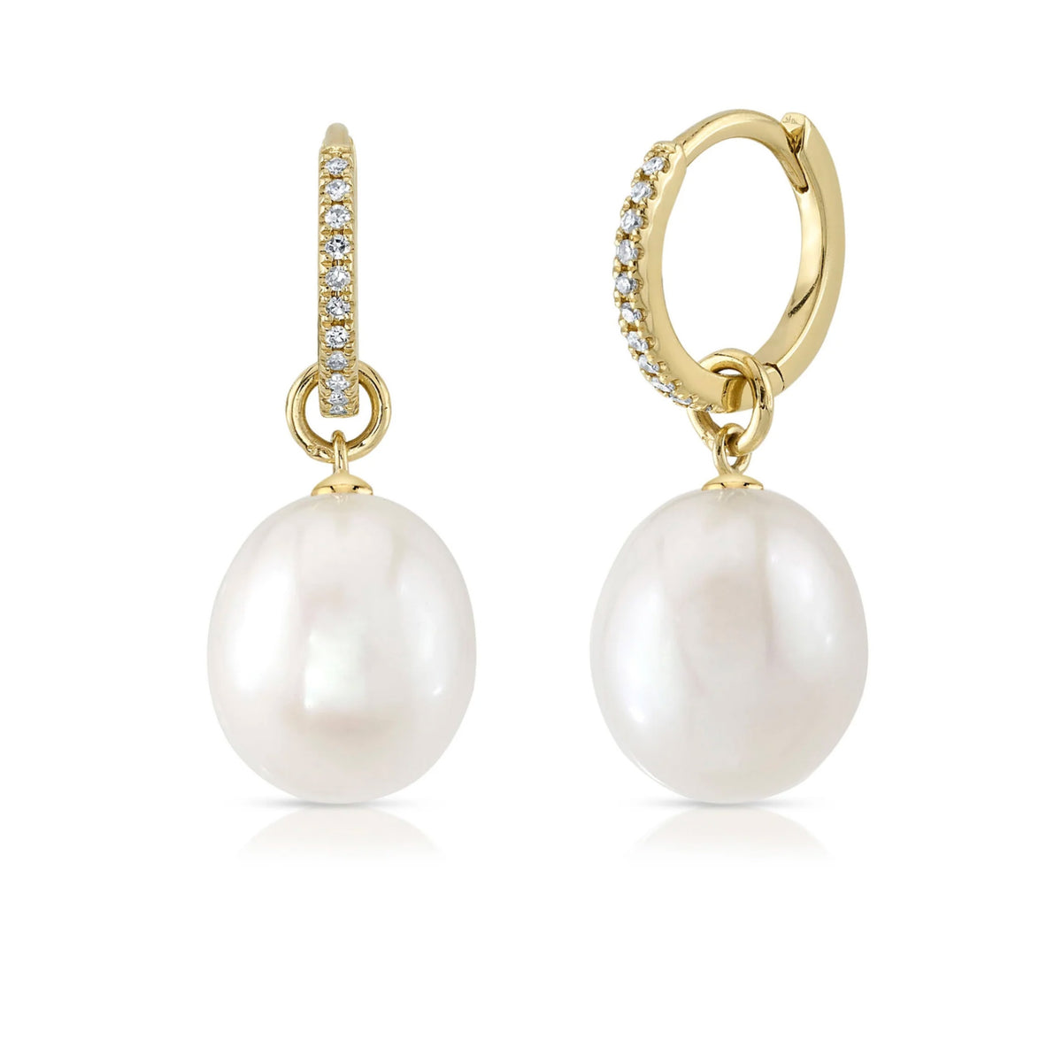 14kt Yellow Gold .06 ctw Diamond and Pearl Dangle Earring