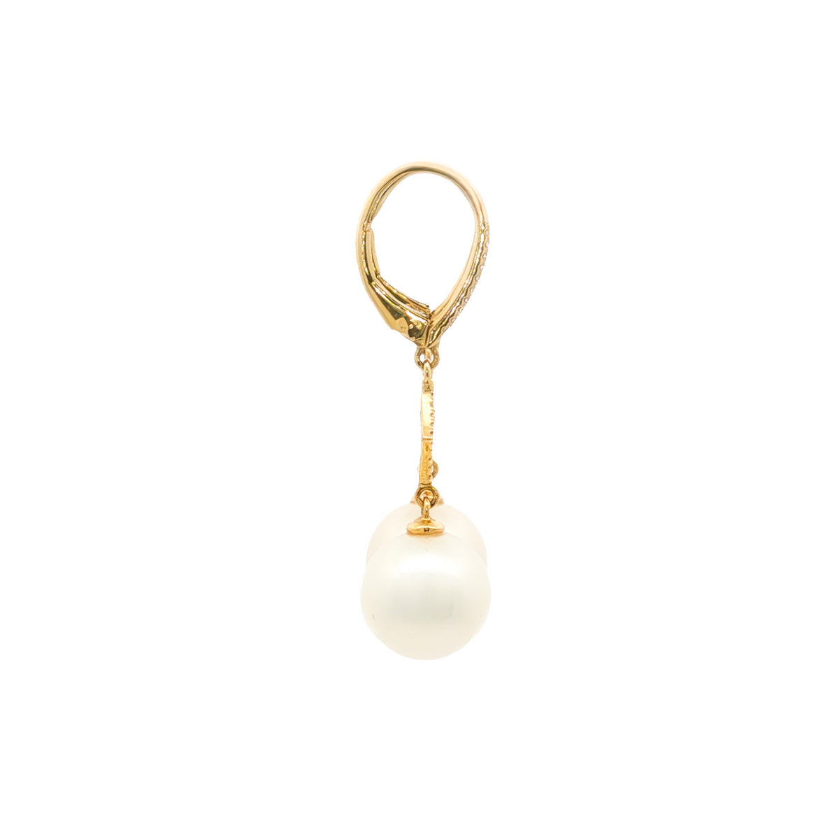 14kt Yellow Gold Diamond and Freshwater Pearl Drop Earrings