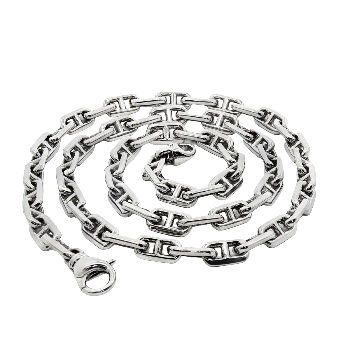 Men's 14kt White Gold 7.3mm Square Anchor Link Chain 24 inch