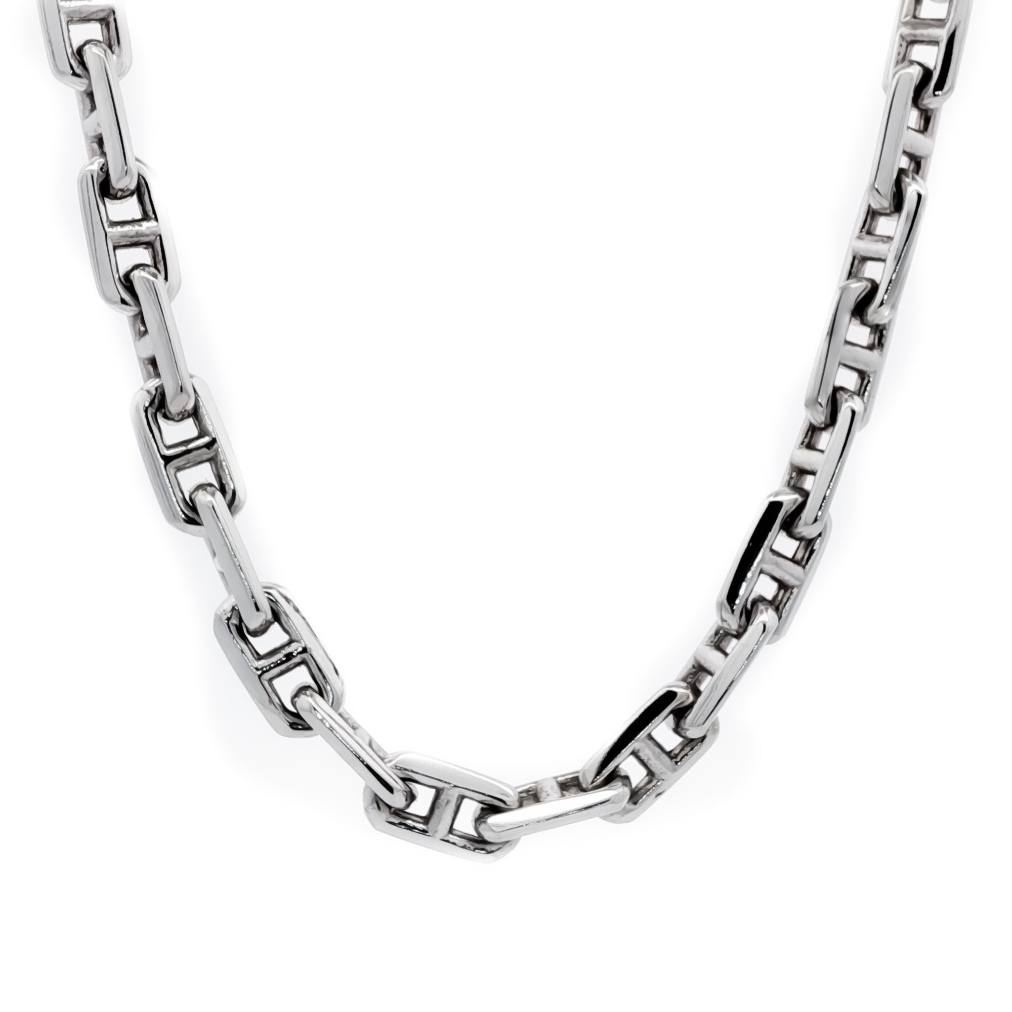 Men's 14kt White Gold 7.3mm Square Anchor Link Chain 24 inch