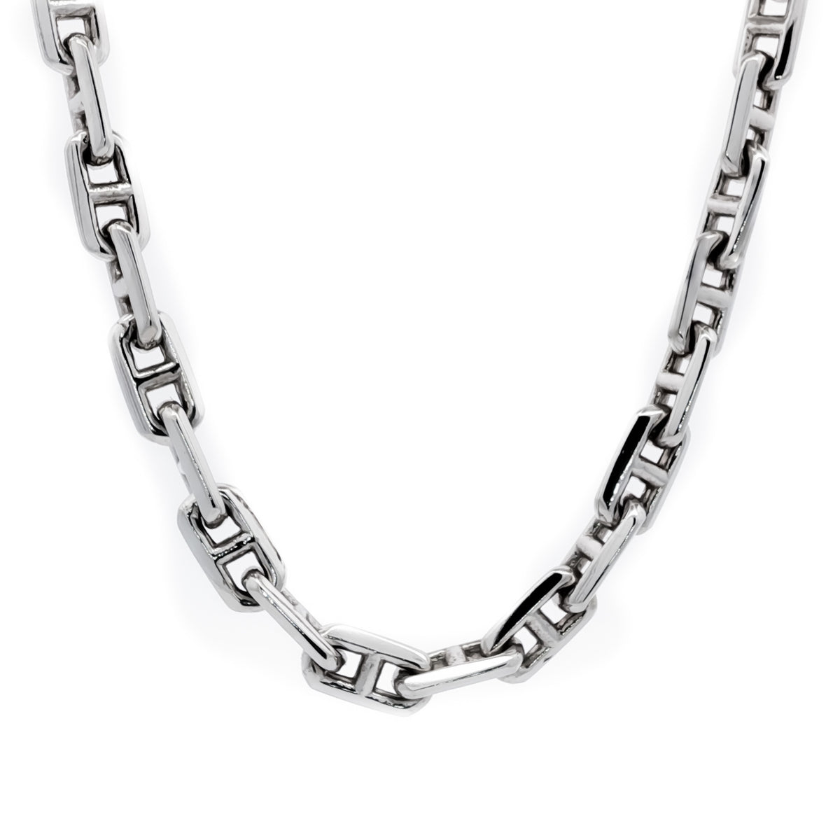 Men's 14kt White Gold 7.3mm Square Anchor Link Chain 24 inch