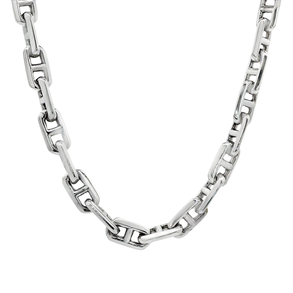 Men's 14kt White Gold 7.3mm Square Anchor Link Chain 24 inch