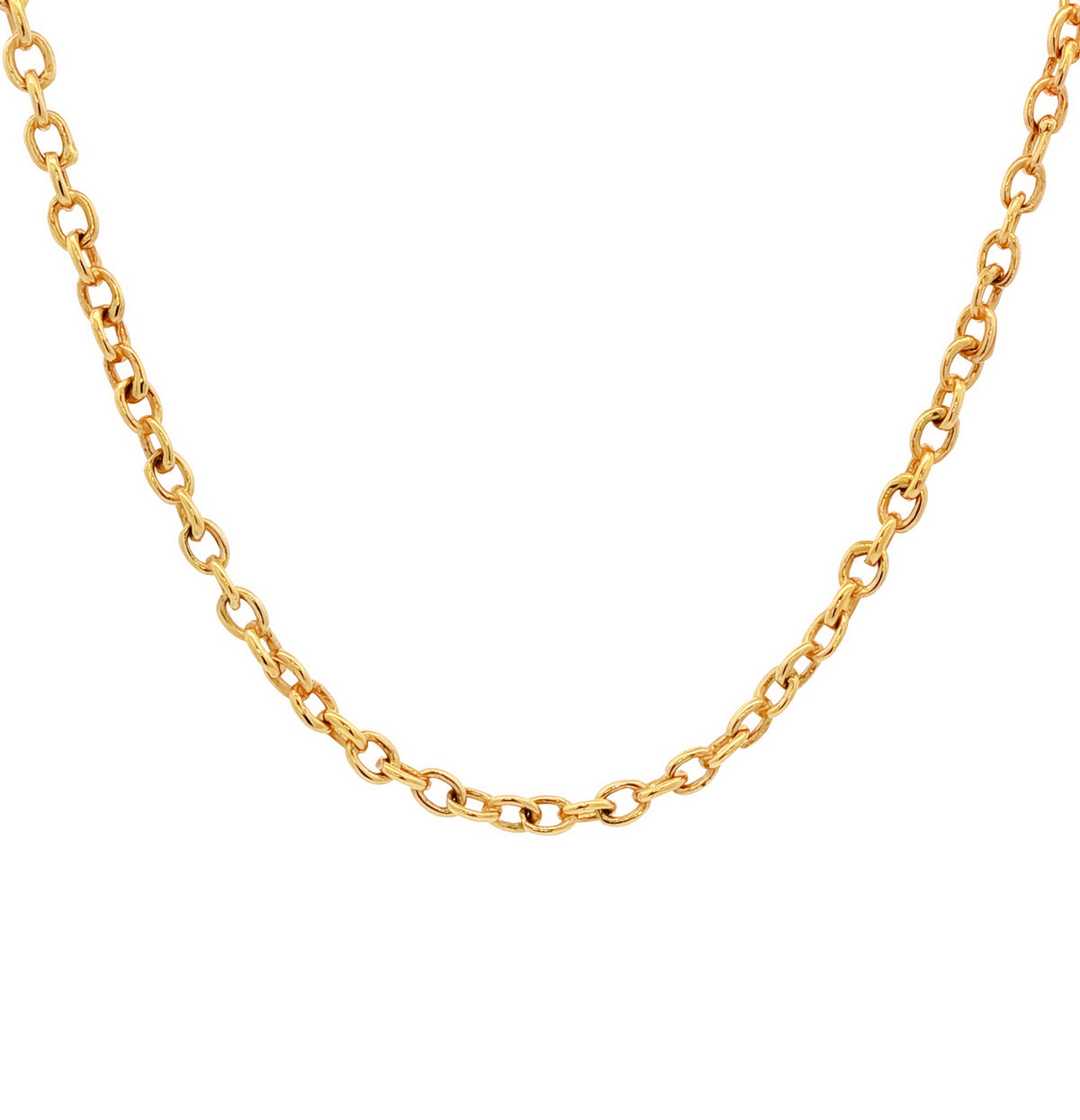 14kt Yellow Gold 2.9mm Oval Rolo Link Chain 18 inch