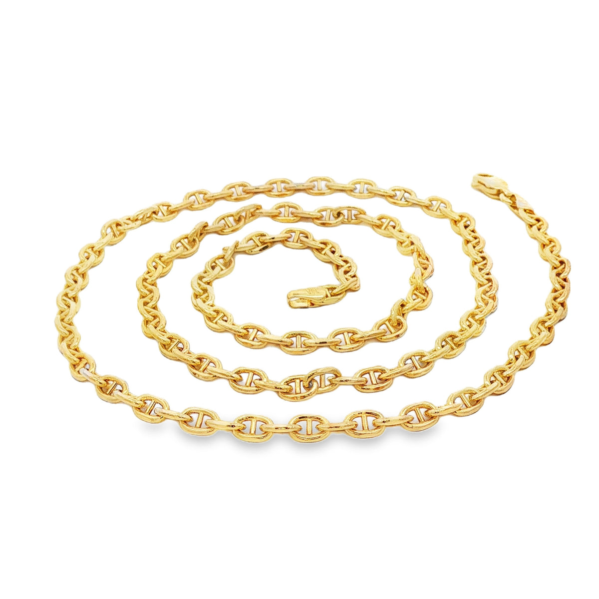 14kt Yellow Gold 4mm Hollow Anchor Link Chain 22 inch