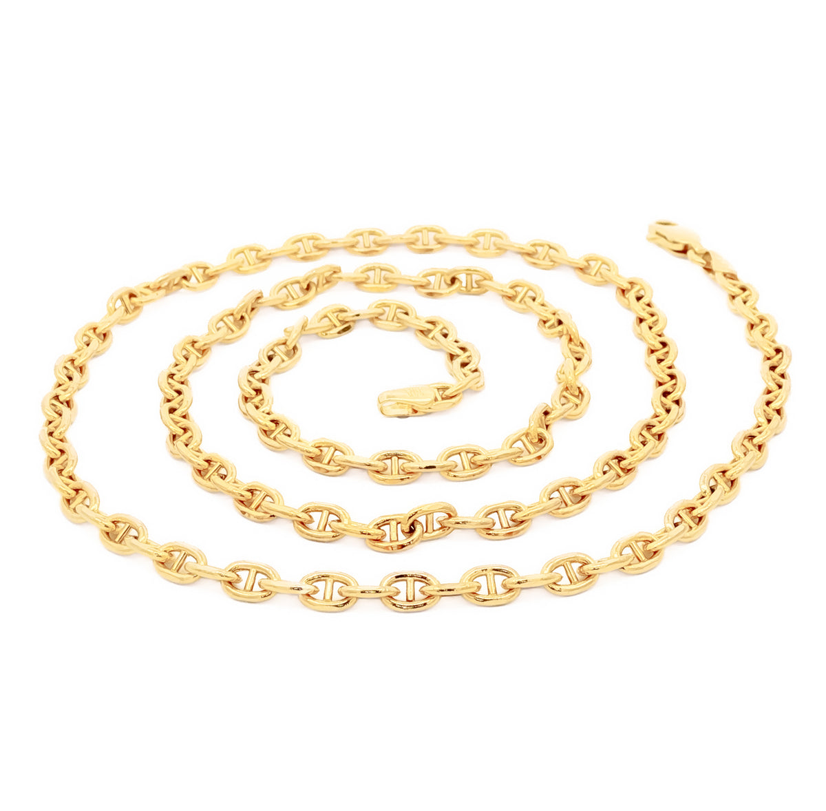 14kt Yellow Gold 4mm Hollow Anchor Link Chain 22 inch