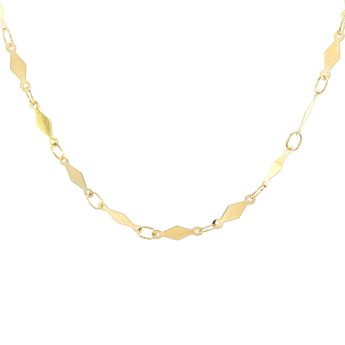 14kt Yellow Gold Diamond Shaped Mirror Link Chain 18 inch