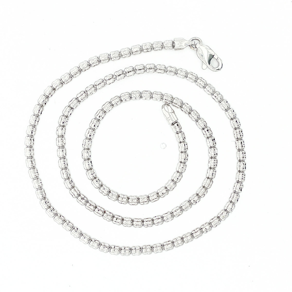 14KT WHITE GOLD 2.7MM DIAMOND CUT ICE LINK CHAIN NECKLACE - 2 LENGTHS 16 Inch,18 Inch
