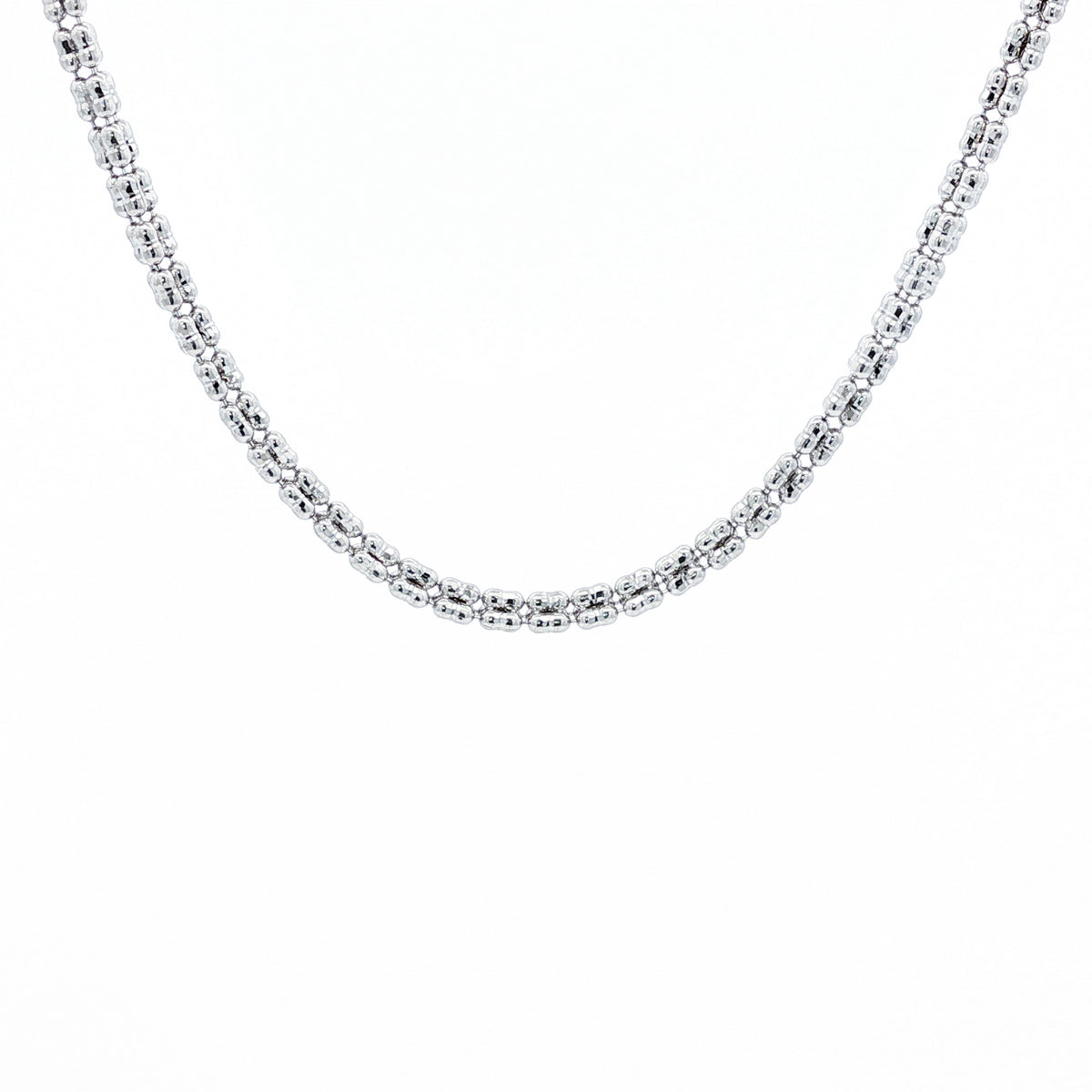 14KT WHITE GOLD 2.7MM DIAMOND CUT ICE LINK CHAIN NECKLACE - 2 LENGTHS 16 Inch,18 Inch