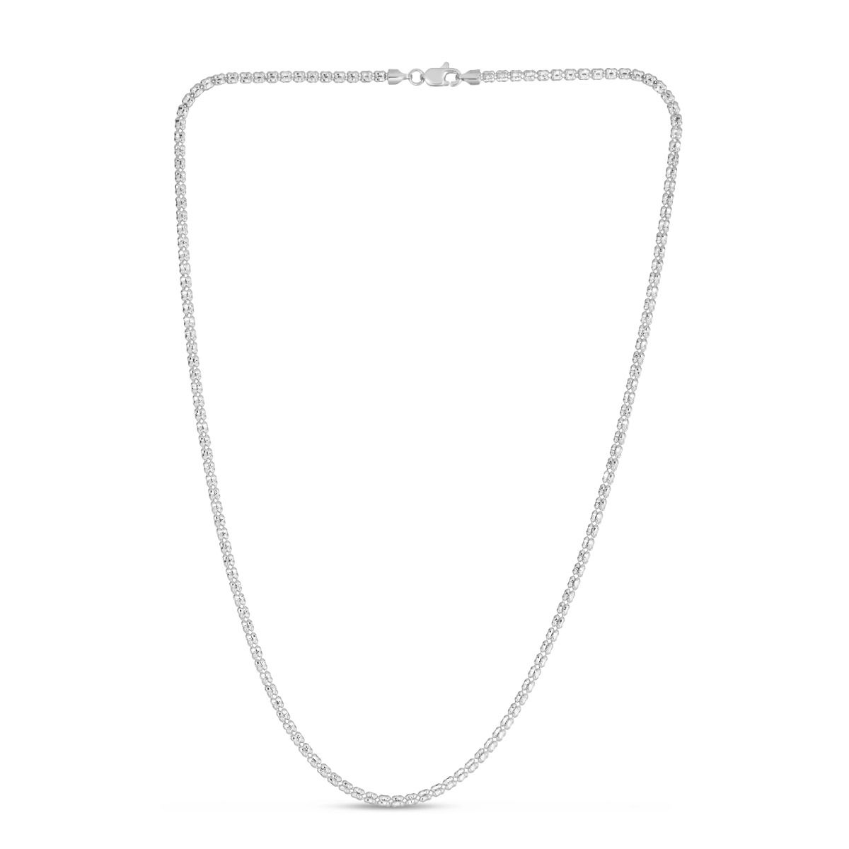 14KT WHITE GOLD 2.7MM DIAMOND CUT ICE LINK CHAIN NECKLACE - 2 LENGTHS 16 Inch,18 Inch