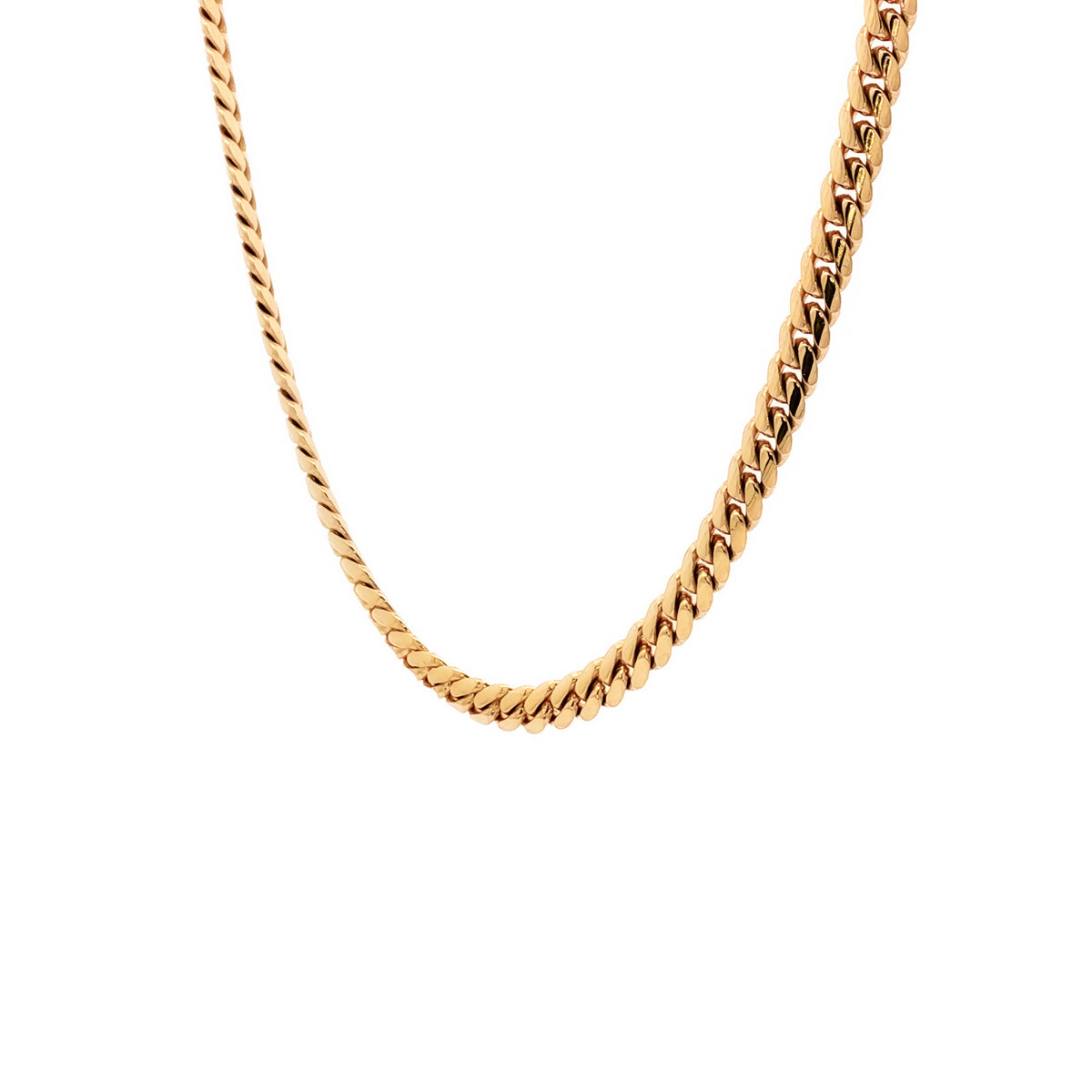 14kt Yellow Gold 3mm Cuban Link Chain 18 inch