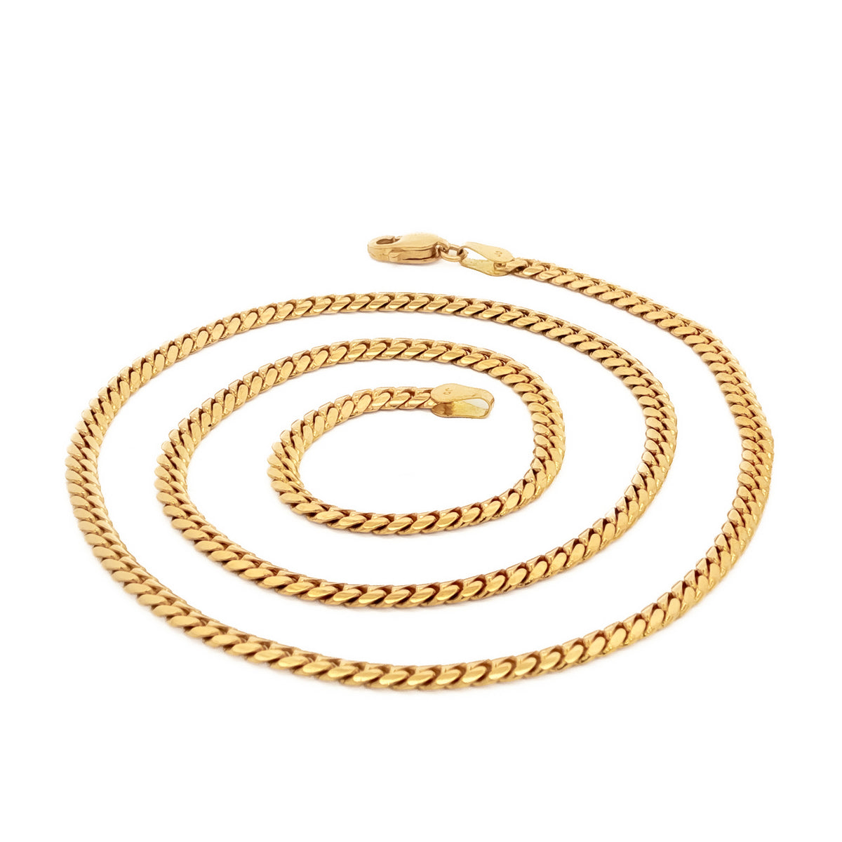 14kt Yellow Gold 3mm Cuban Link Chain 18 inch