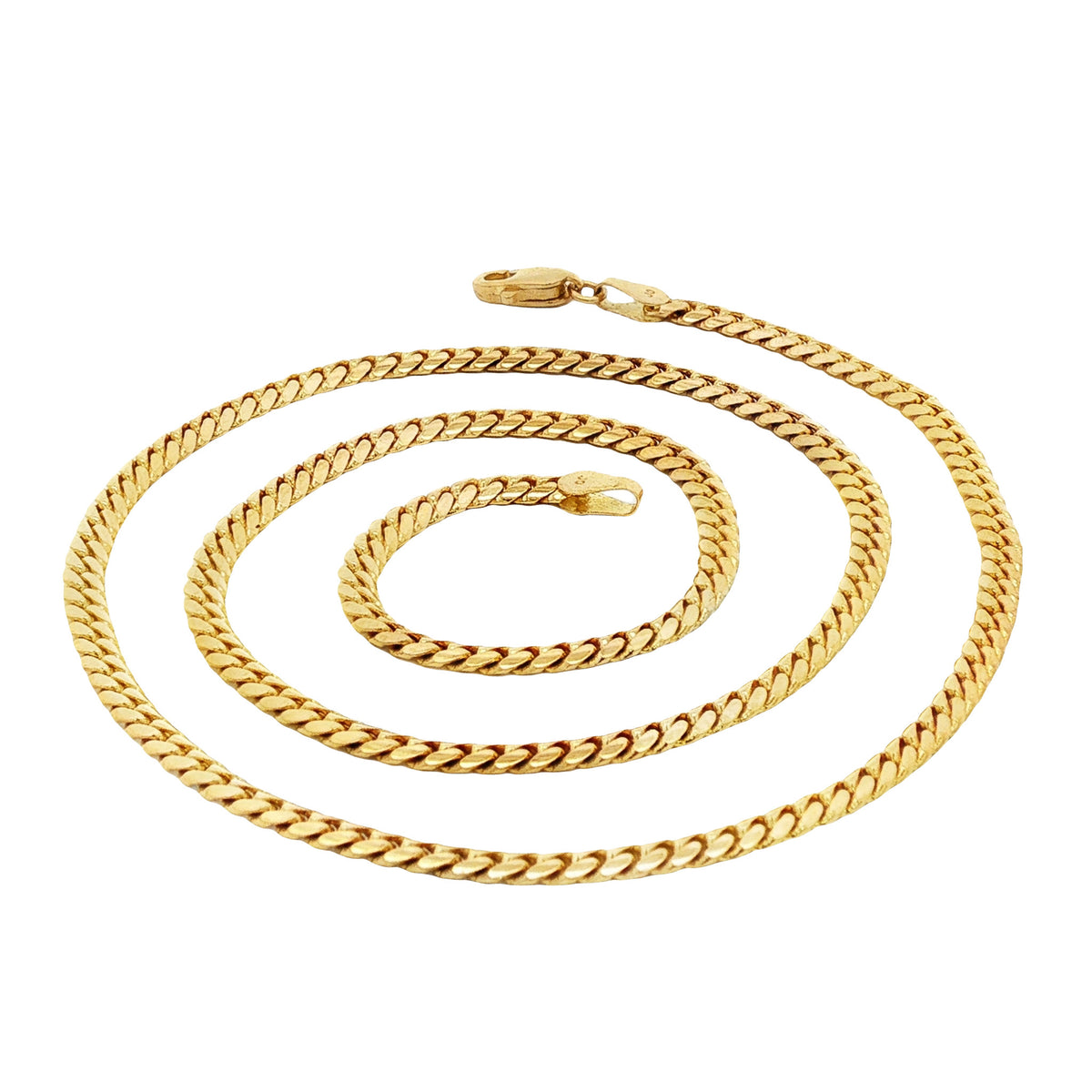 14kt Yellow Gold 3mm Cuban Link Chain 18 inch