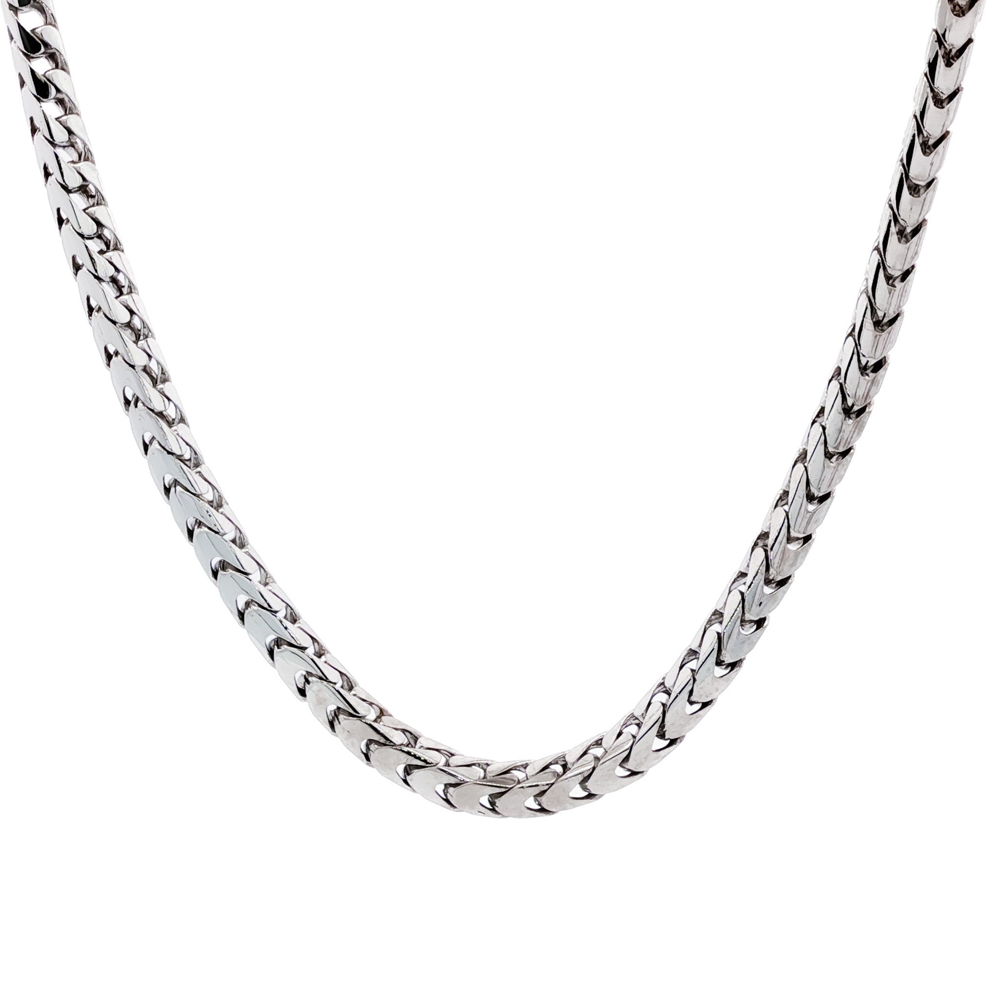 Men's 14kt White Gold 3.7mm Franco Link Chain 24 inch