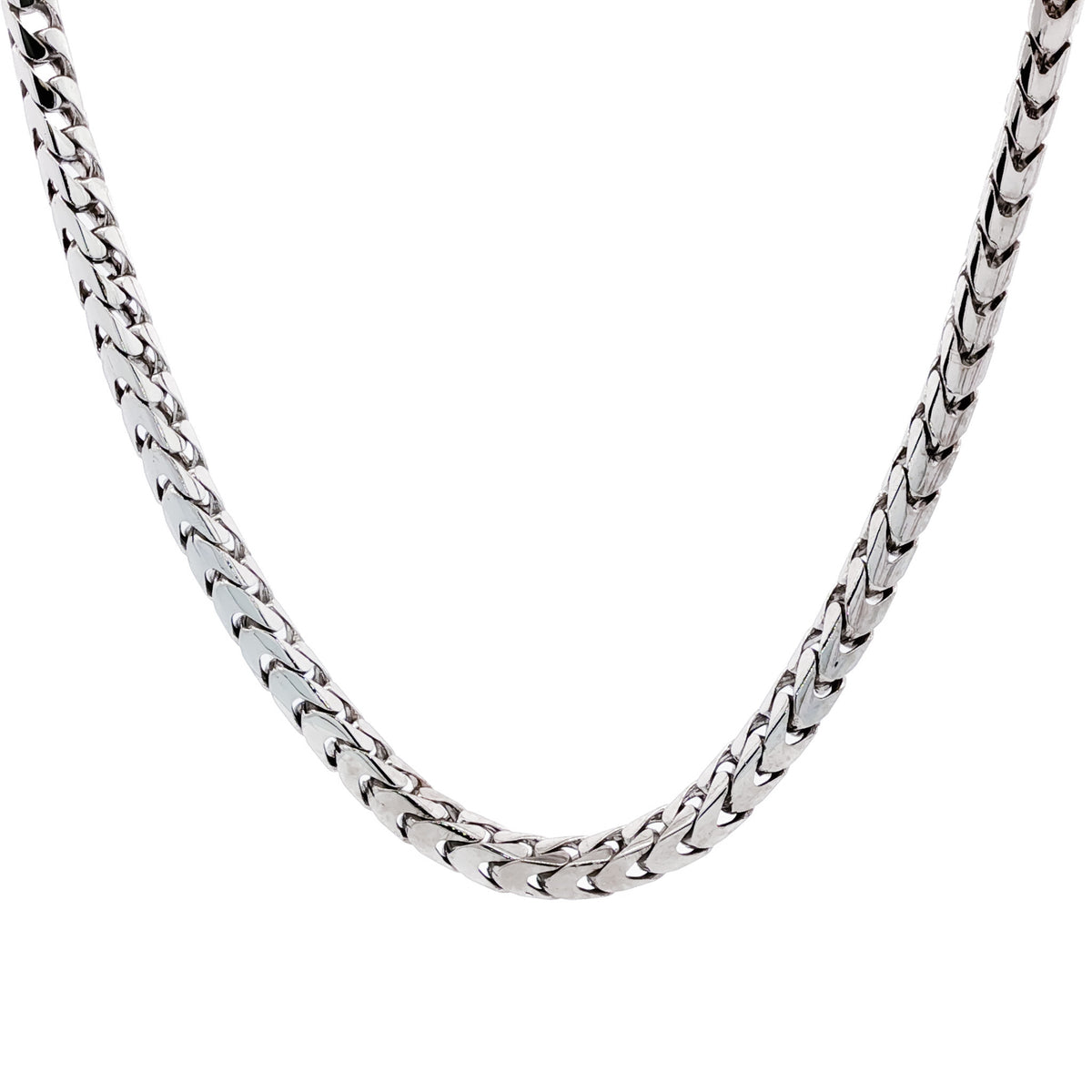 Men's 14kt White Gold 3.7mm Franco Link Chain 24 inch
