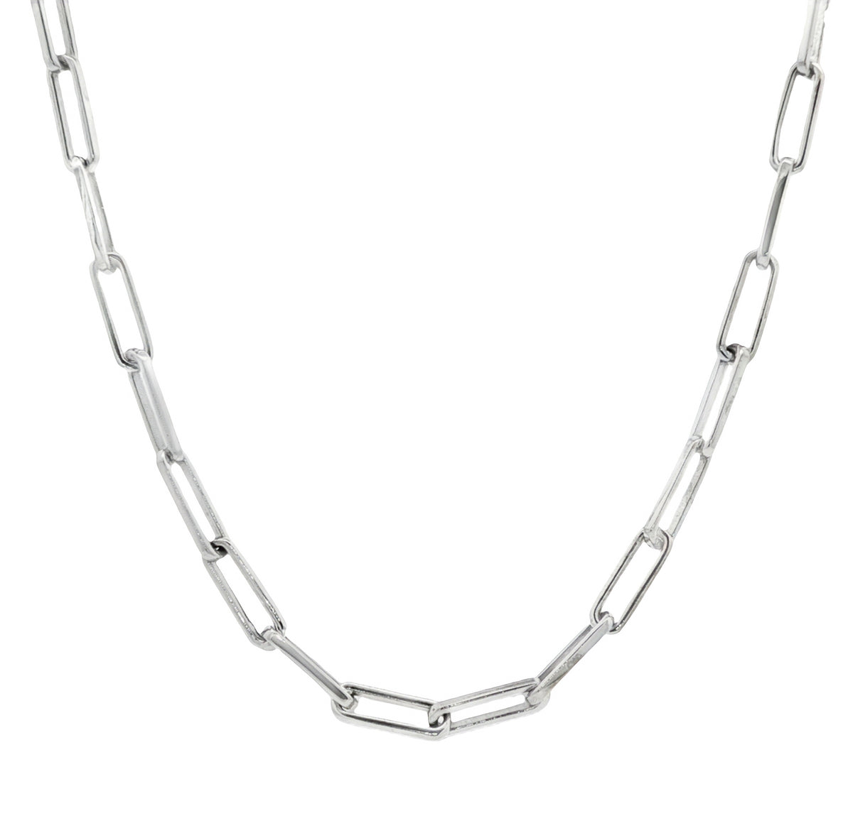 14kt White Gold 3.3mm Paperclip link Chain 16 inch,18 inch,20 inch